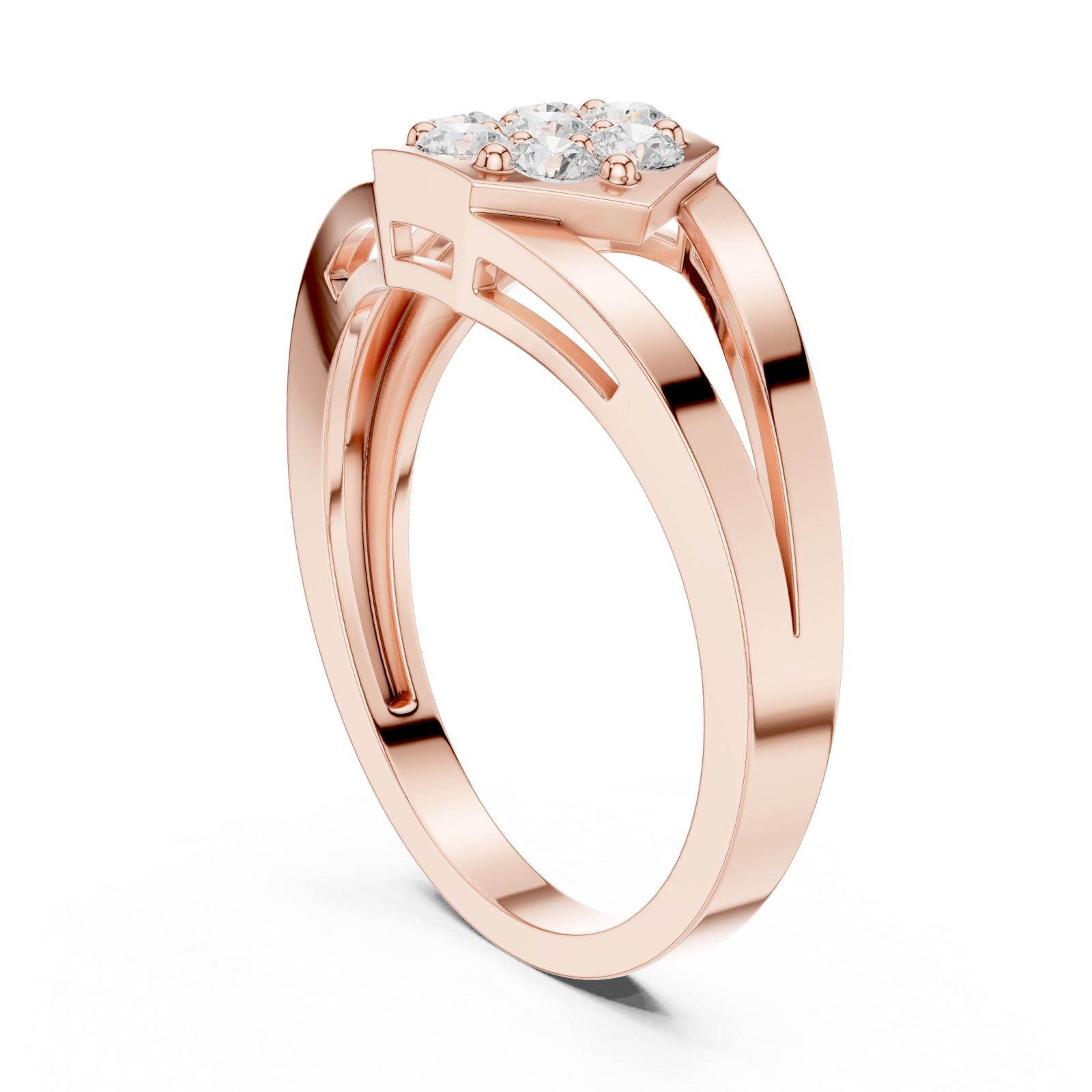  Rose Gold Radiant Petal Shape Splendor Band Ring Left View
