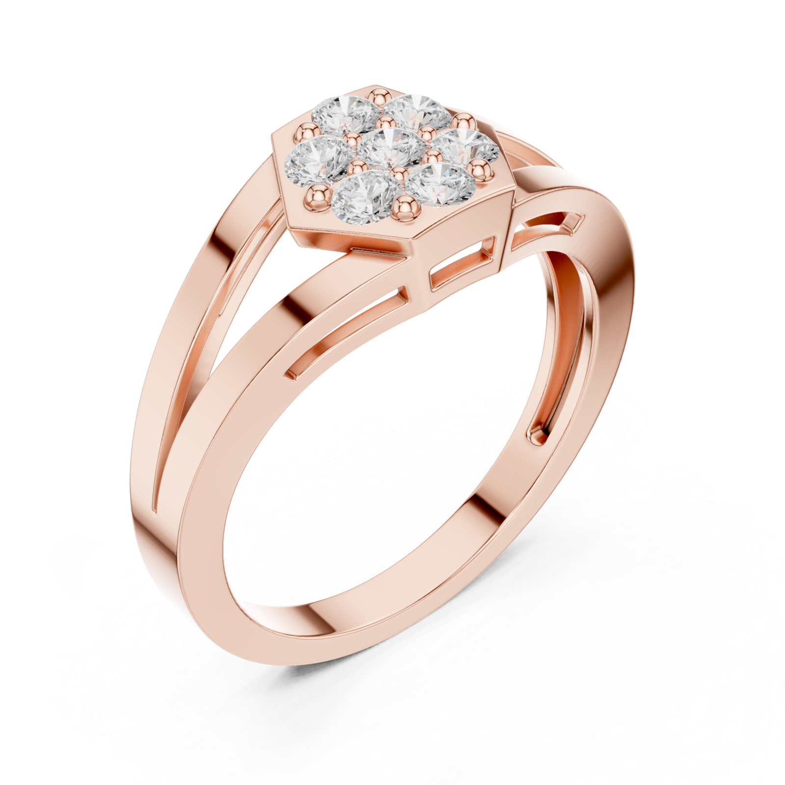  Rose Gold Radiant Petal Shape Splendor Band Ring Right View
