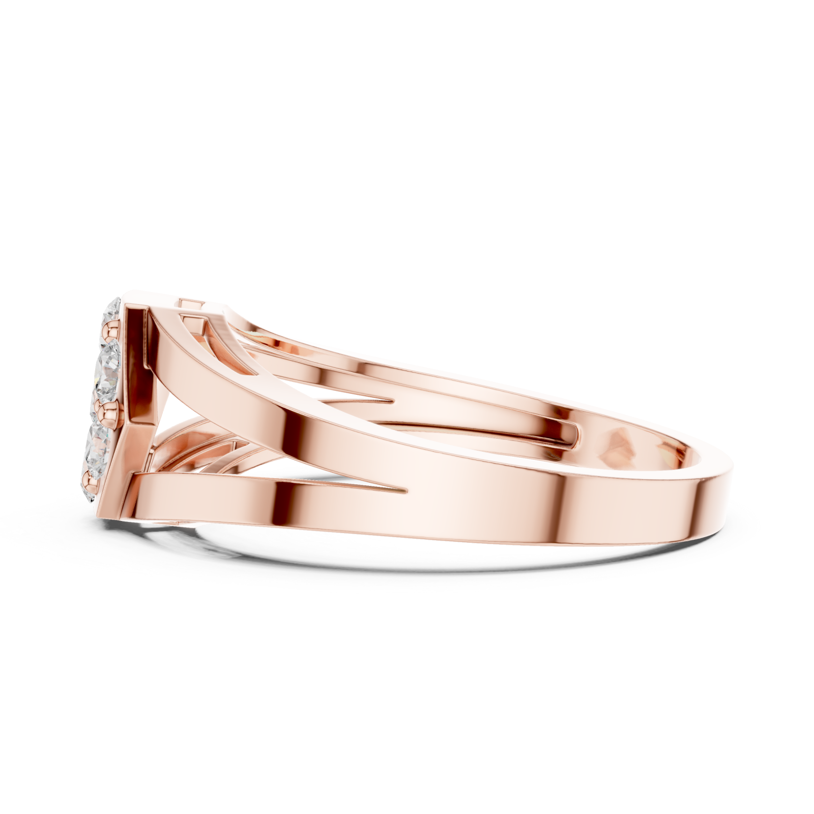  Rose Gold Radiant Petal Shape Splendor Band Ring Side View