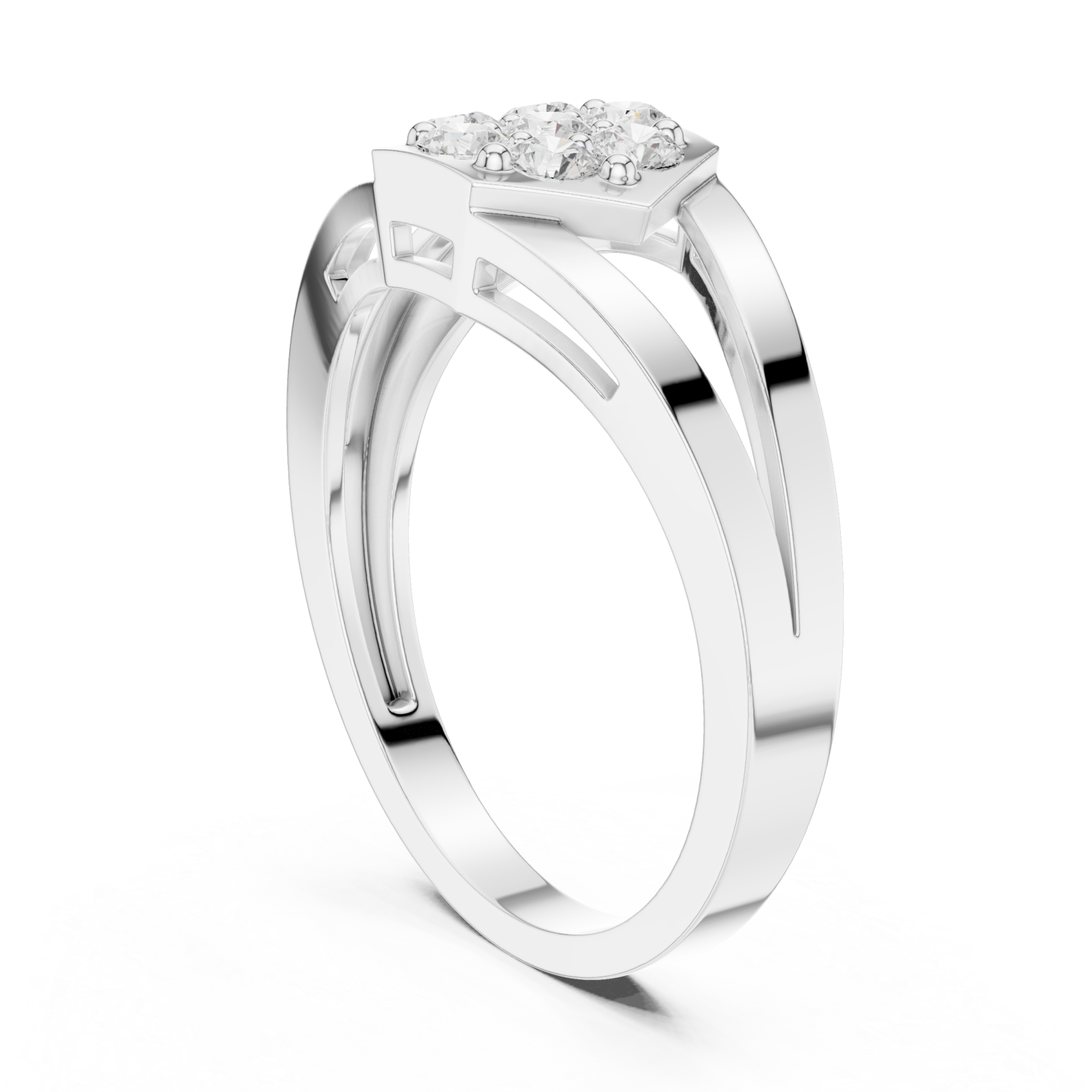  White Gold Radiant Petal Shape Splendor Band Ring Left View