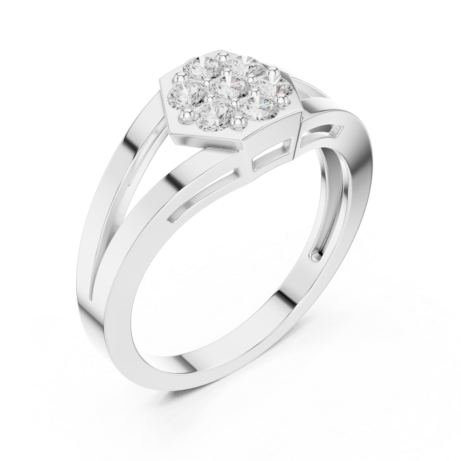  White Gold Radiant Petal Shape Splendor Band Ring Right View