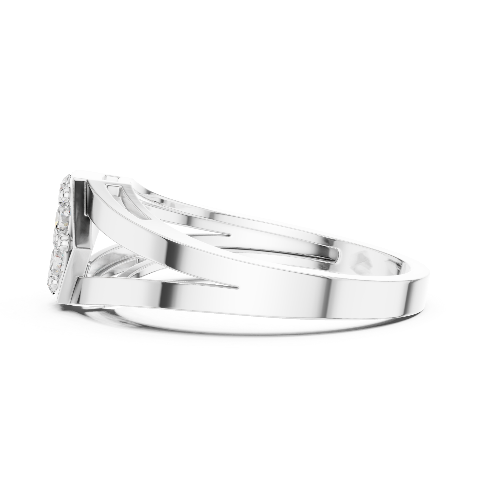  White Gold Radiant Petal Shape Splendor Band Ring Side View