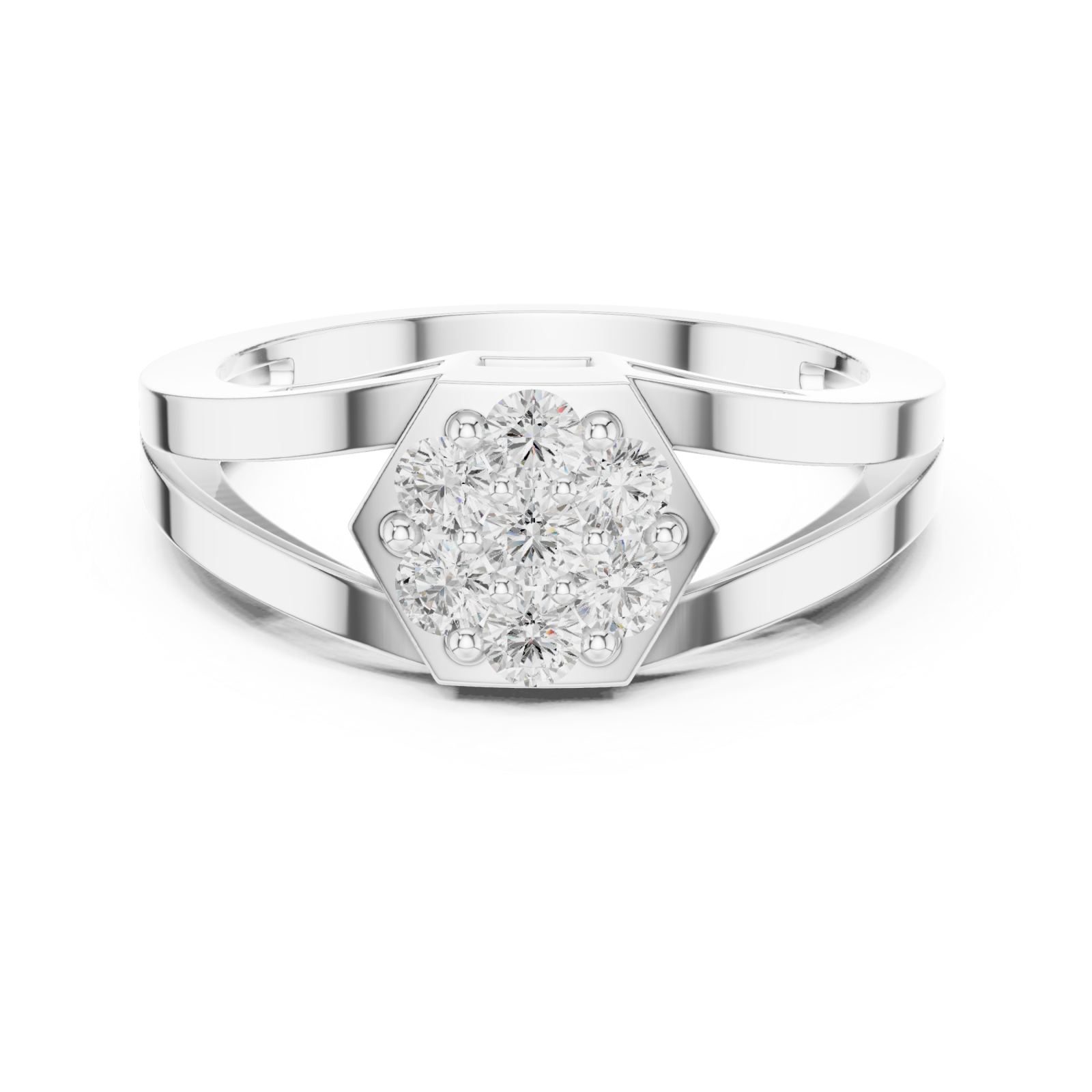  White Gold Radiant Petal Shape Splendor Band Ring Front View
