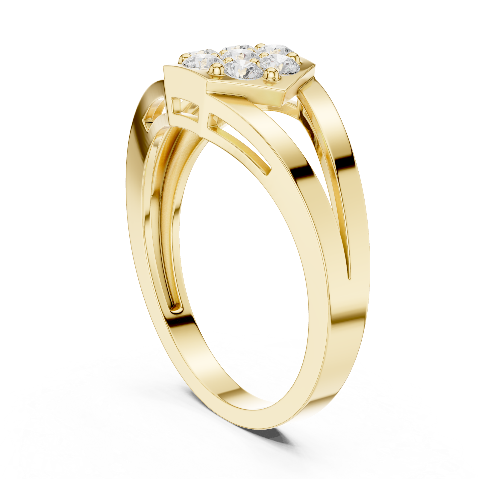  Gold Radiant Petal Shape Splendor Band Ring Left View