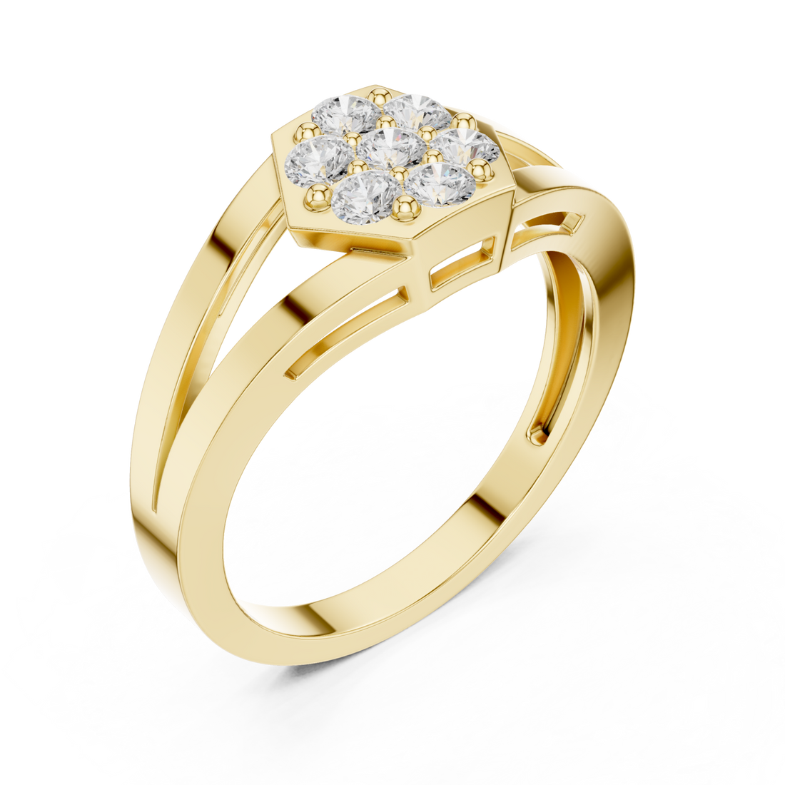 Gold Radiant Petal Shape Splendor Band Ring Right View
