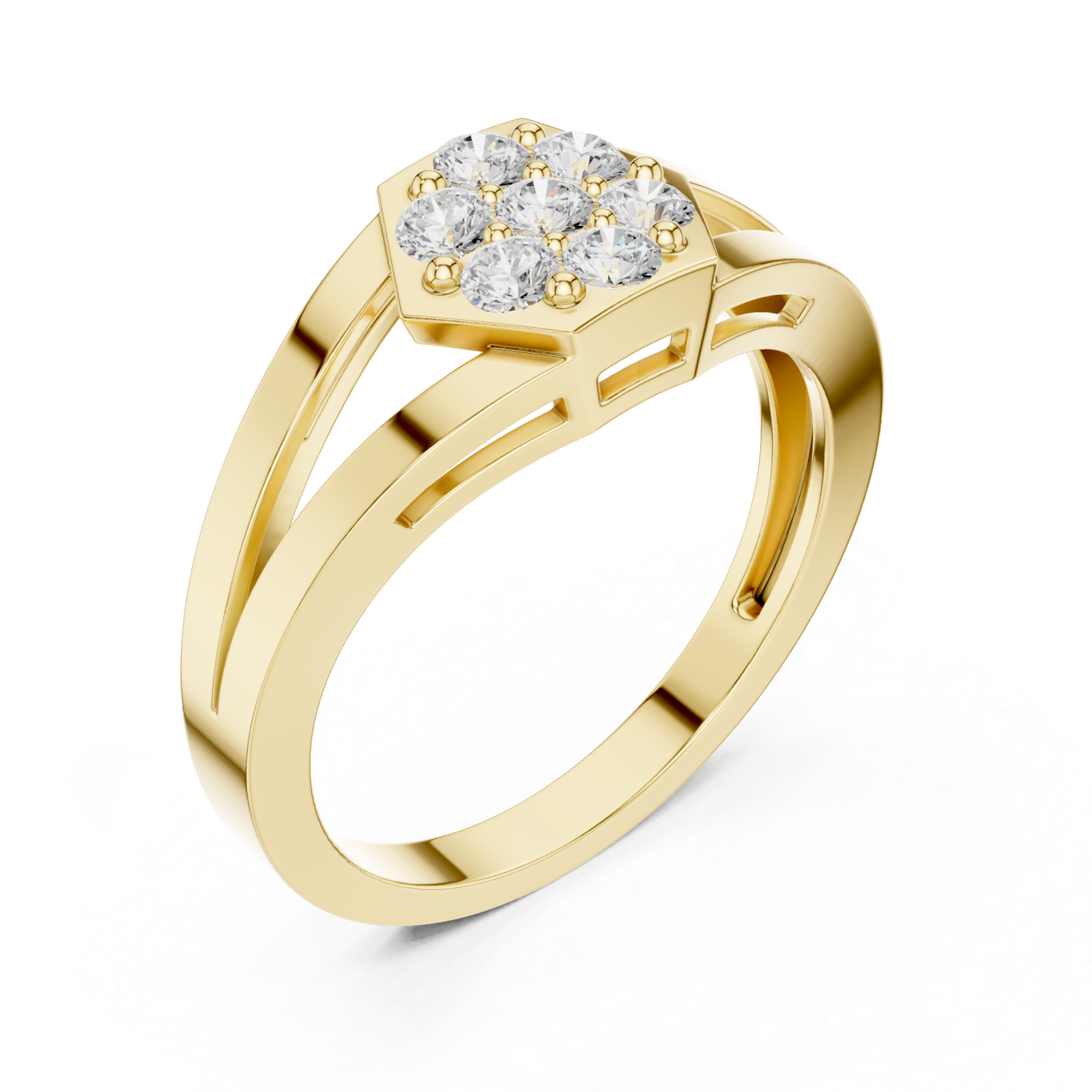 Gold Radiant Petal Shape Splendor Band Ring Right View
