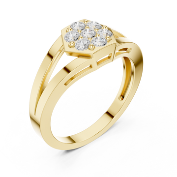 Gold Radiant Petal Shape Splendor Band Ring Right View