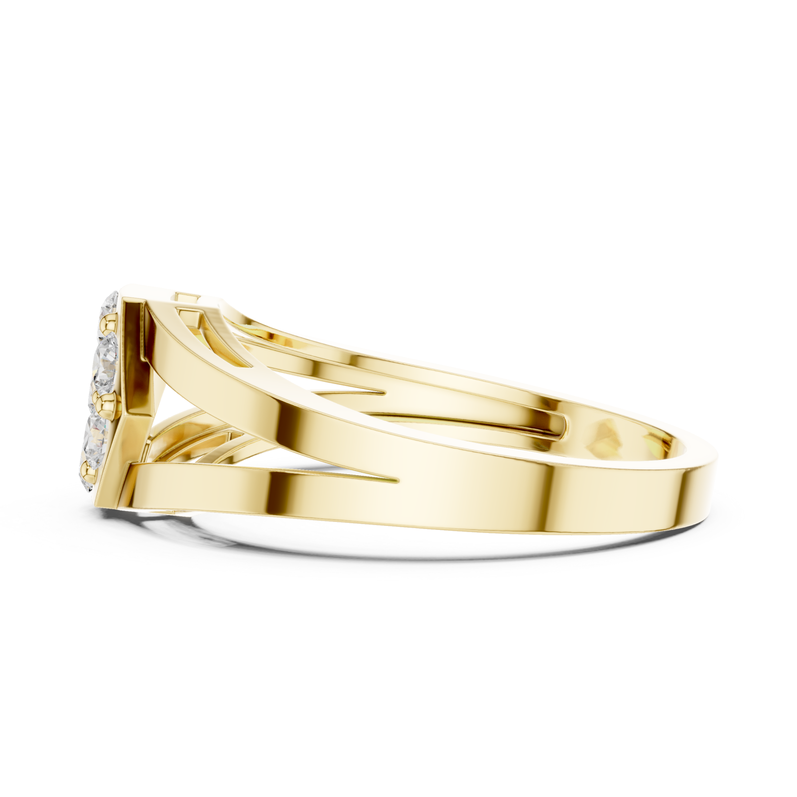  Gold Radiant Petal Shape Splendor Band Ring Side View