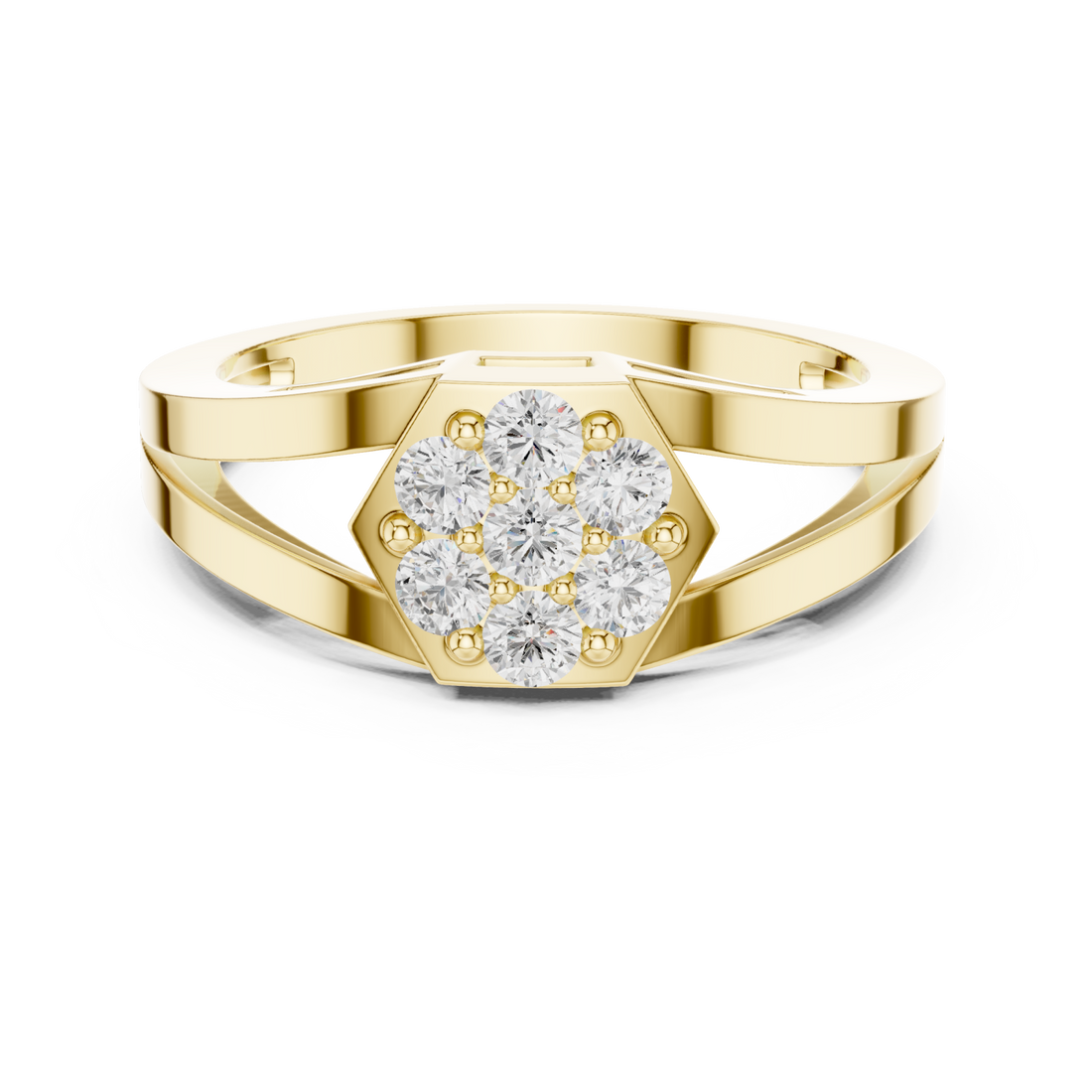 Gold Radiant Petal Shape Splendor Band Ring Right View