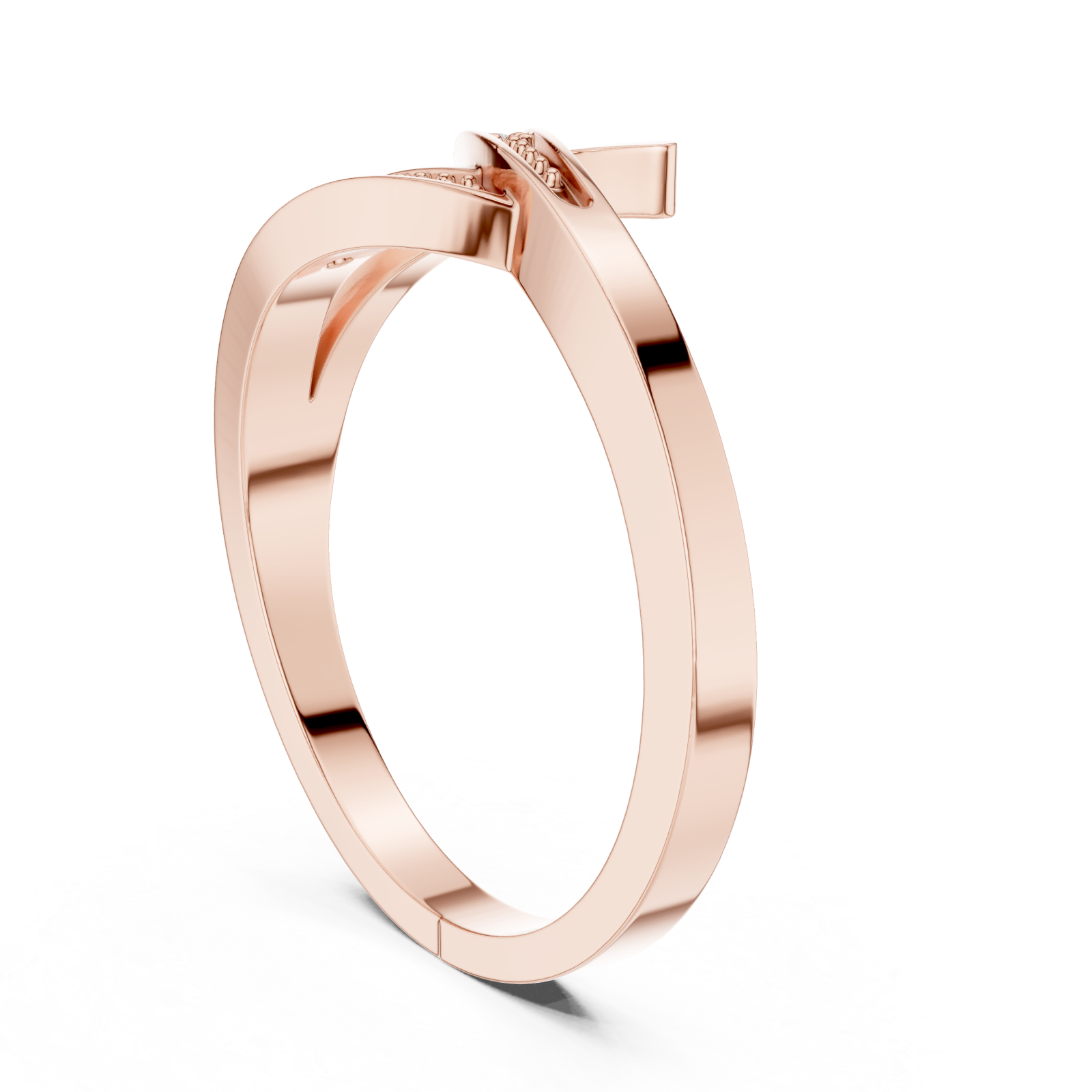  Rose Gold Lustrous Sculpted Flow Ring Left View