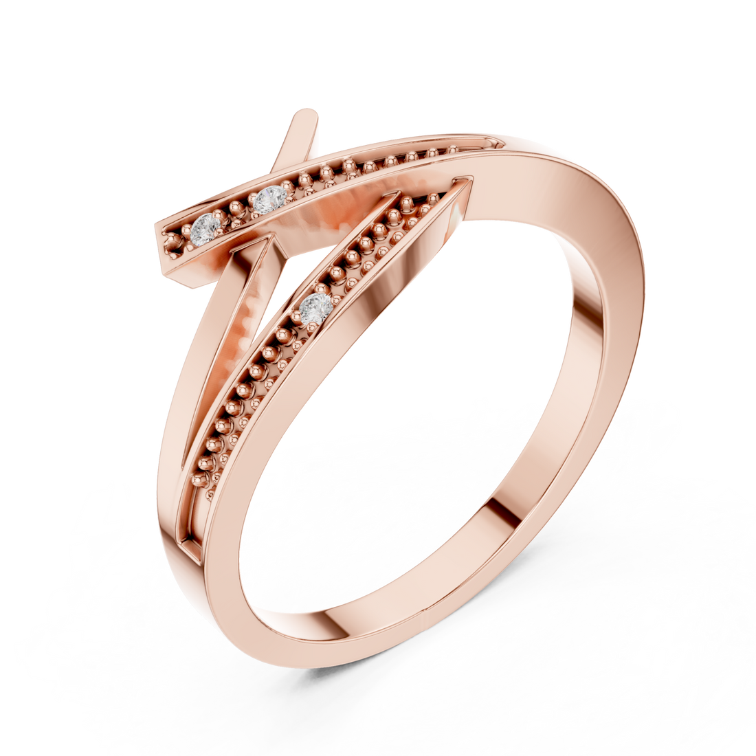  Rose Gold Lustrous Sculpted Flow Ring Right View