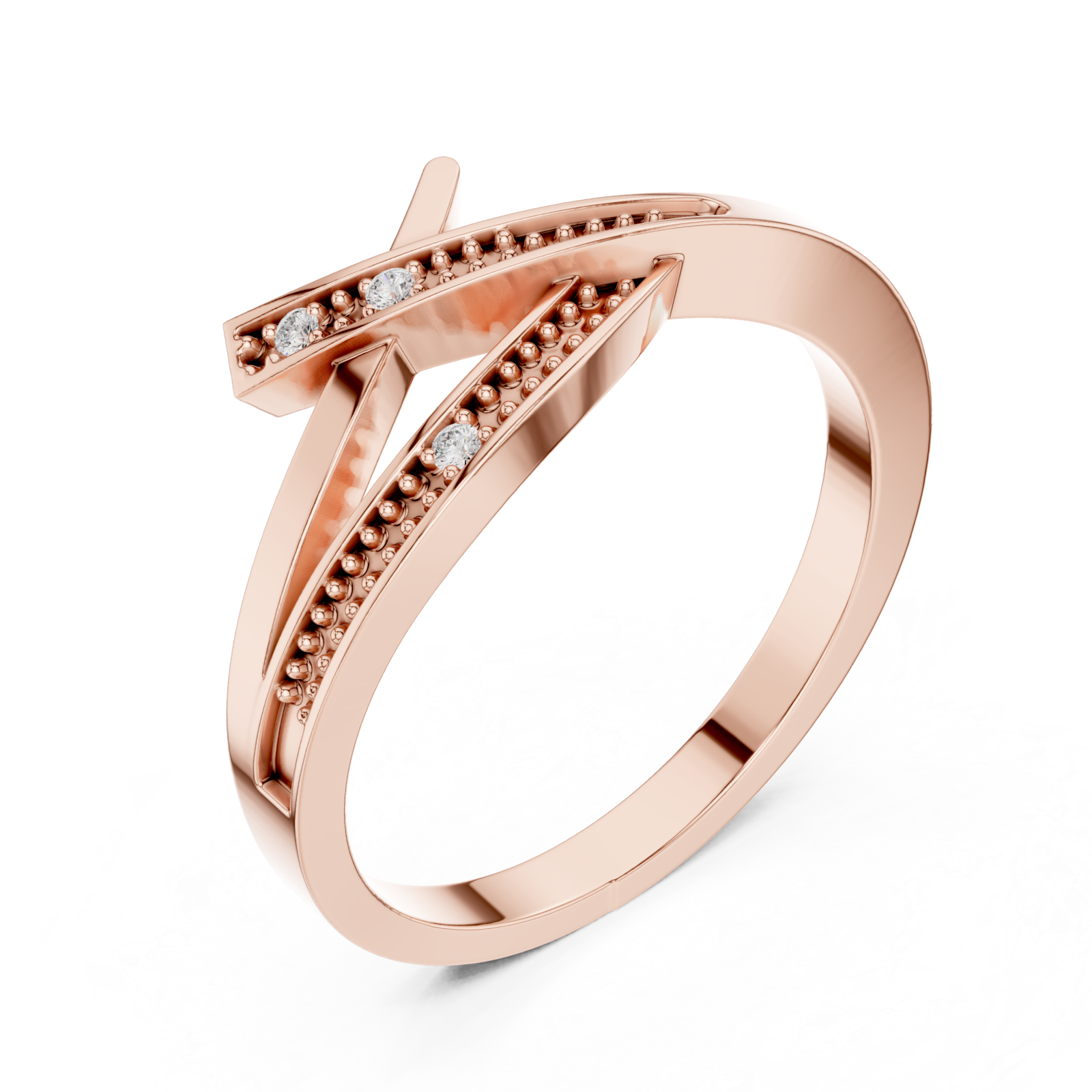  Rose Gold Lustrous Sculpted Flow Ring Right View