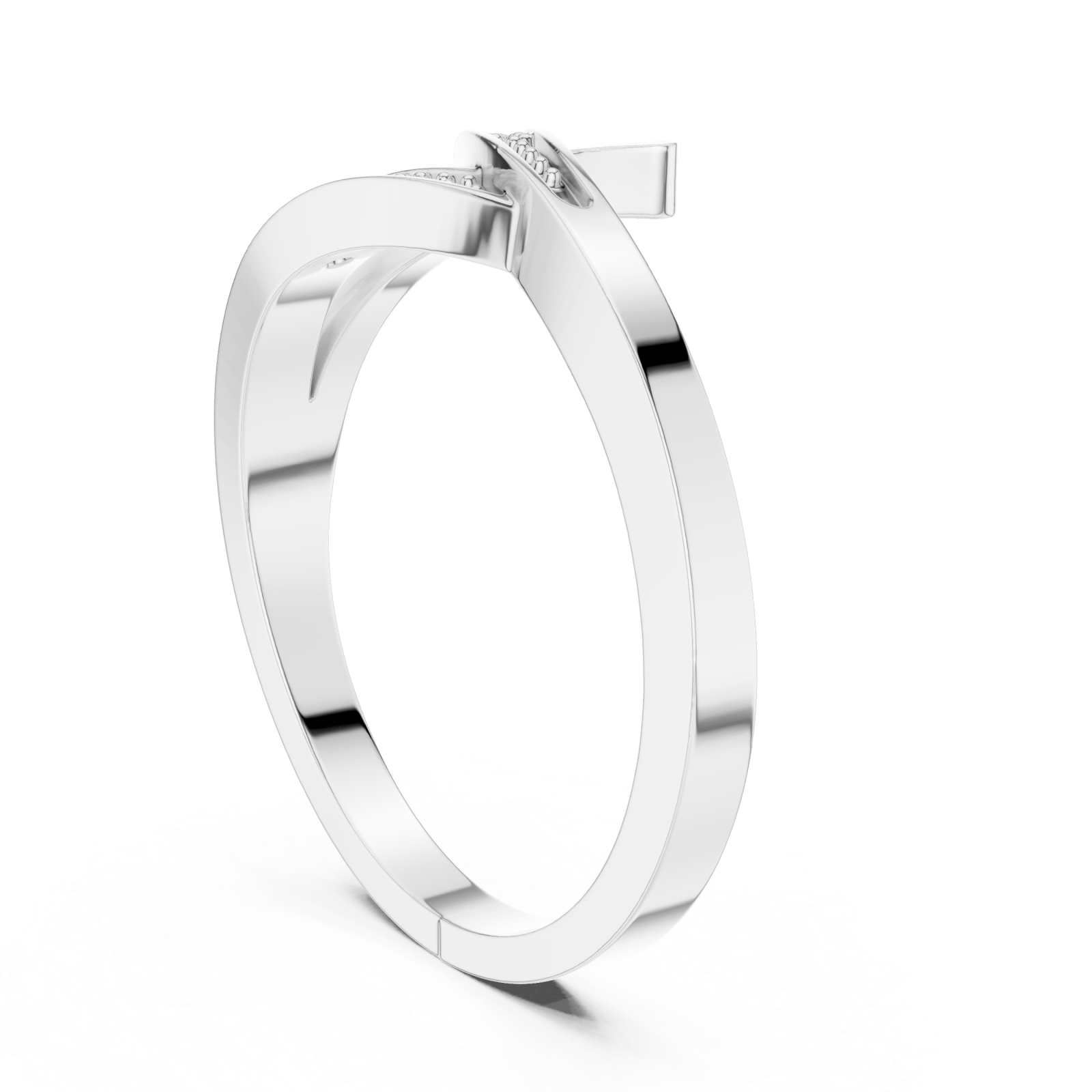  White Gold Lustrous Sculpted Flow Ring Left View