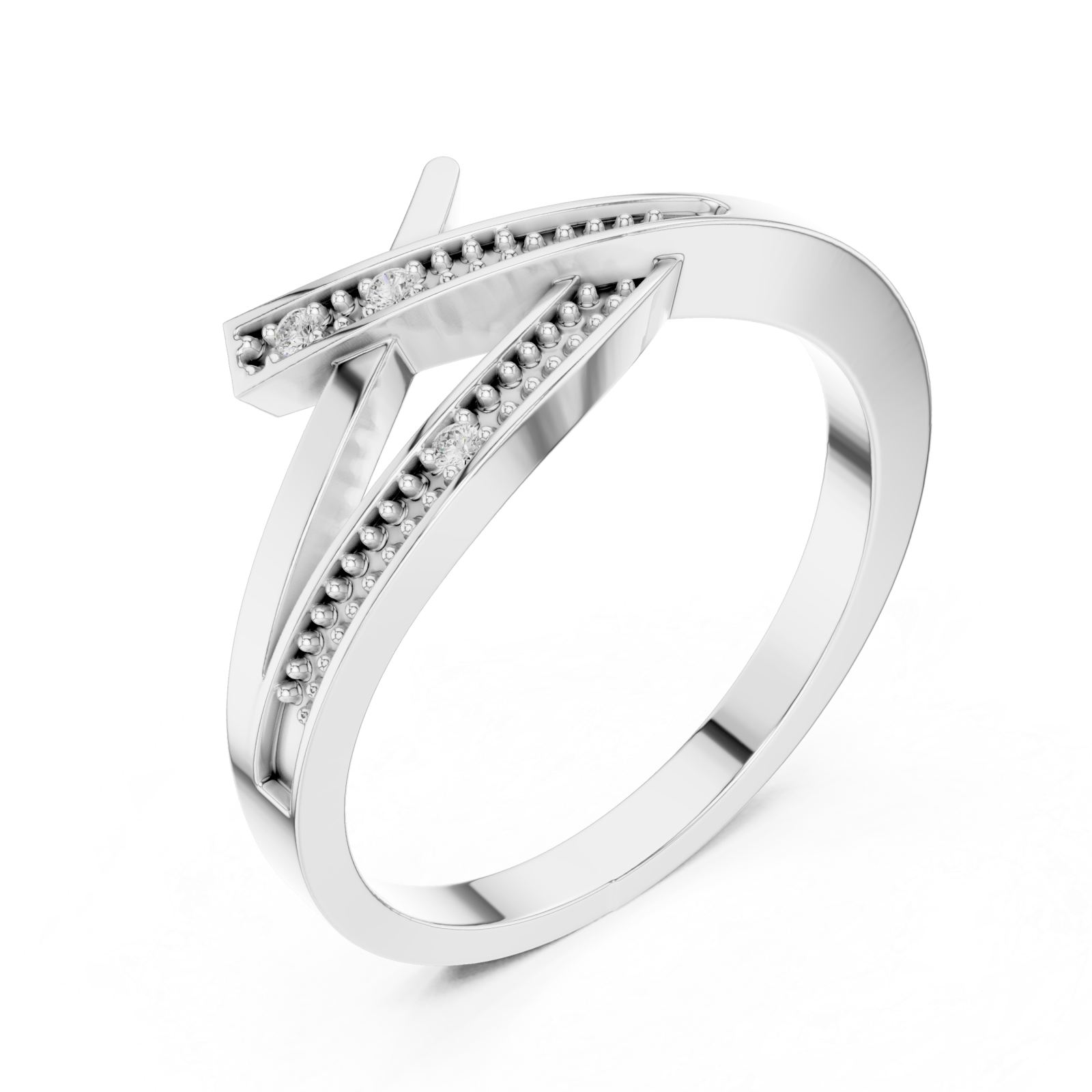  White Gold Lustrous Sculpted Flow Ring Right View