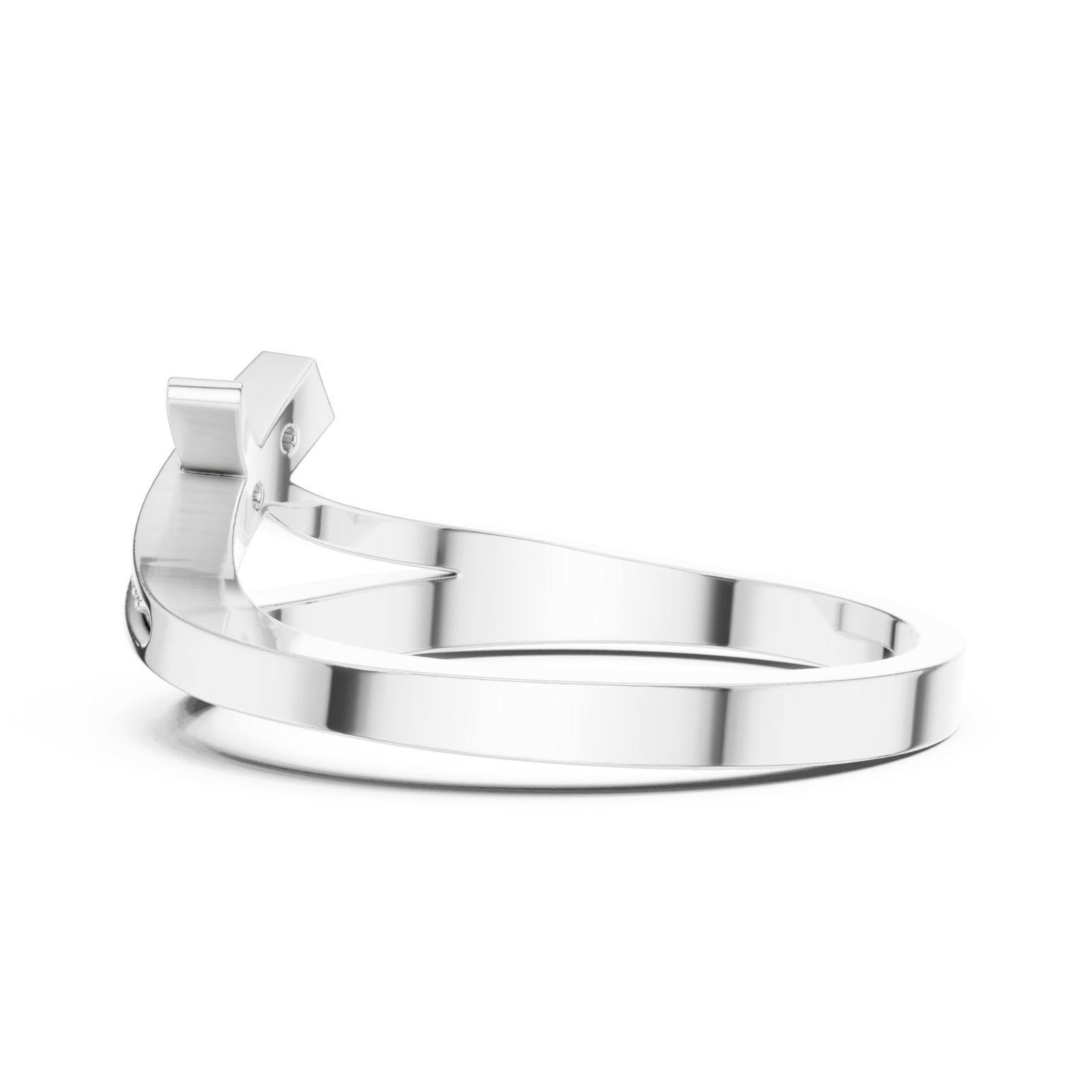  White Gold Lustrous Sculpted Flow Ring Side View