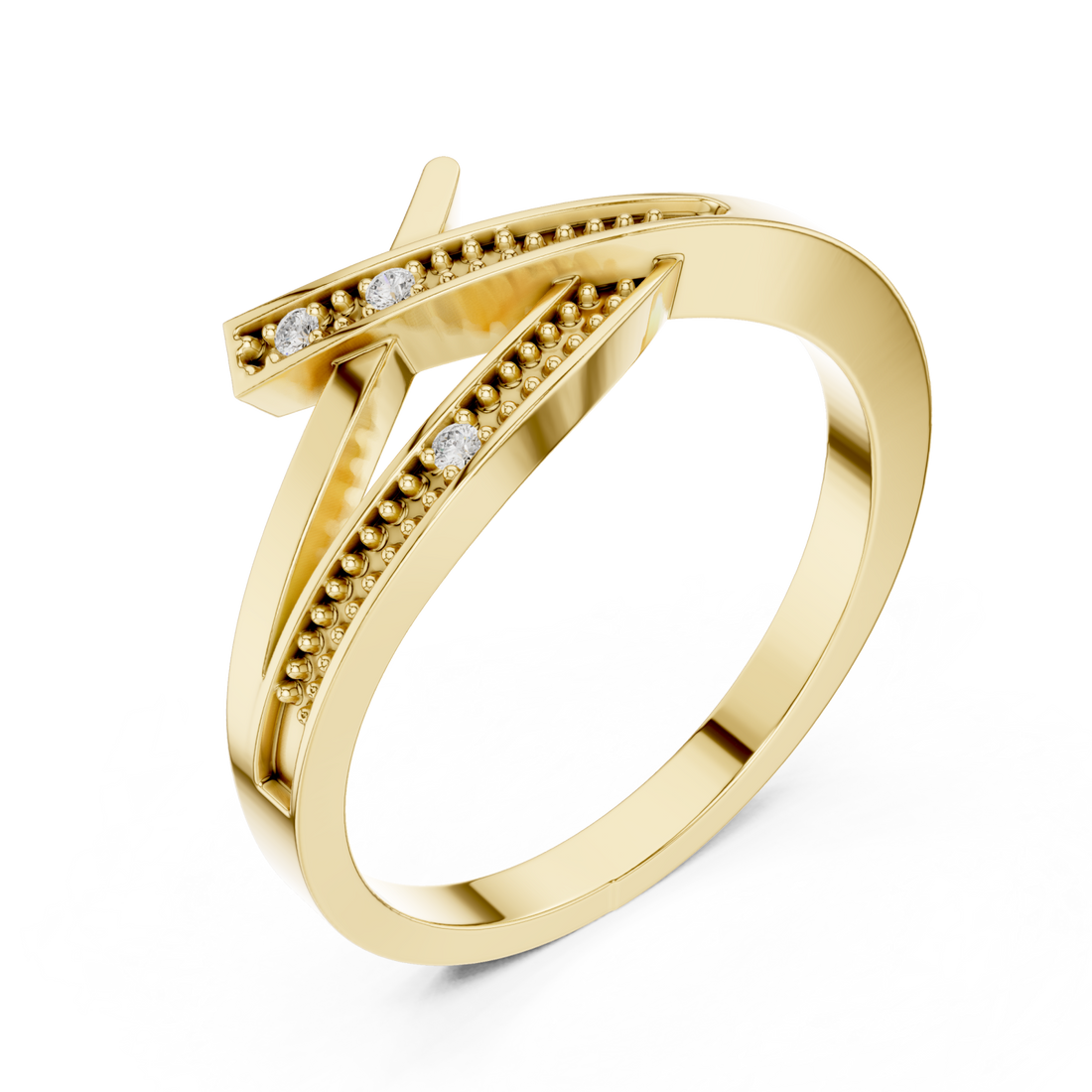 Gold Lustrous Sculpted Flow Ring Right View