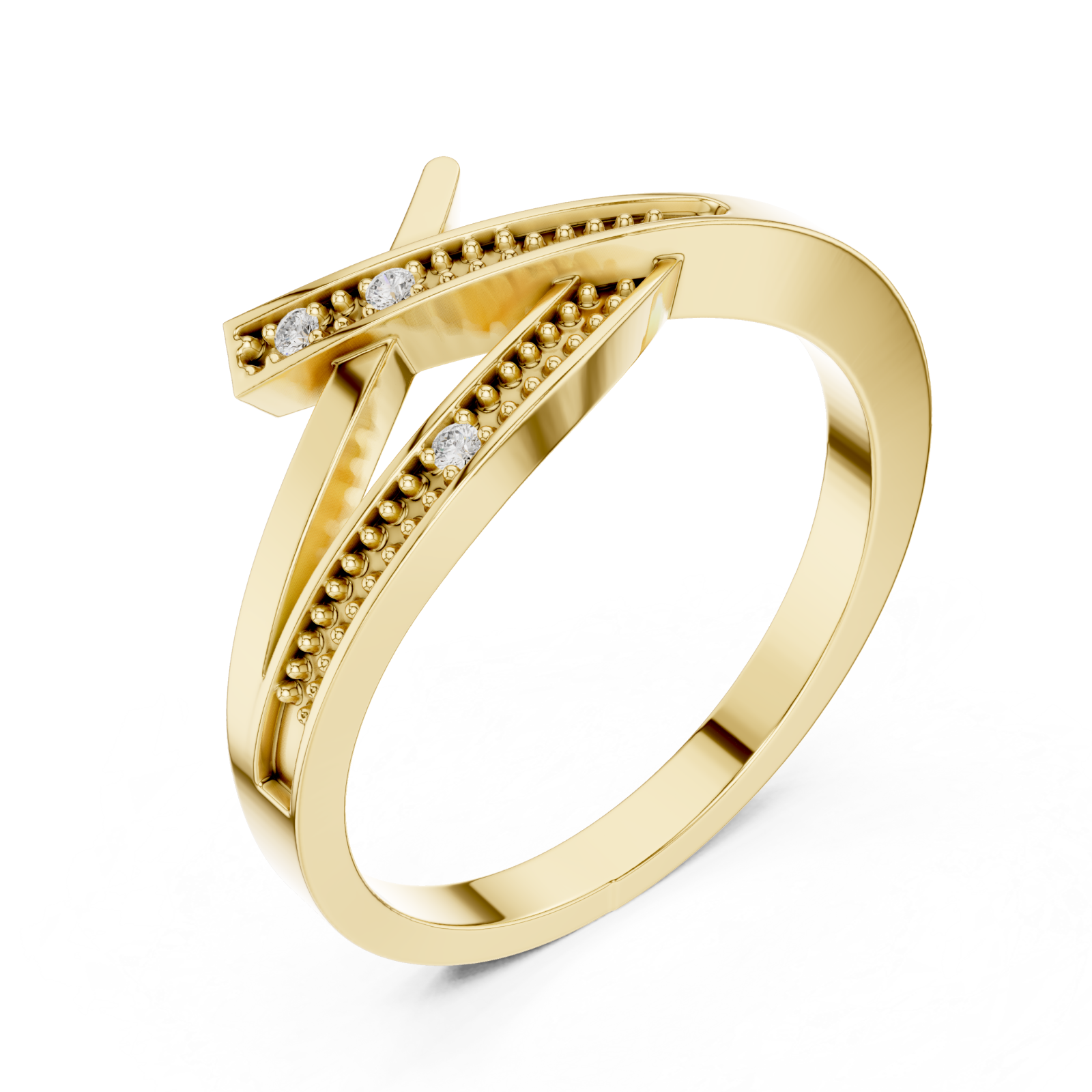 Gold Lustrous Sculpted Flow Ring Right View