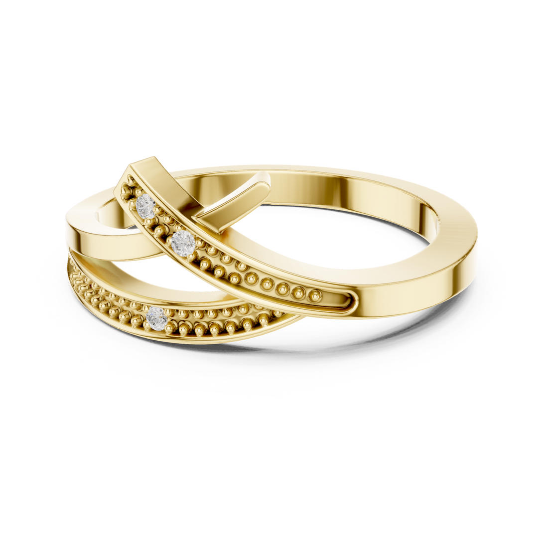 Gold Lustrous Sculpted Flow Ring Right View