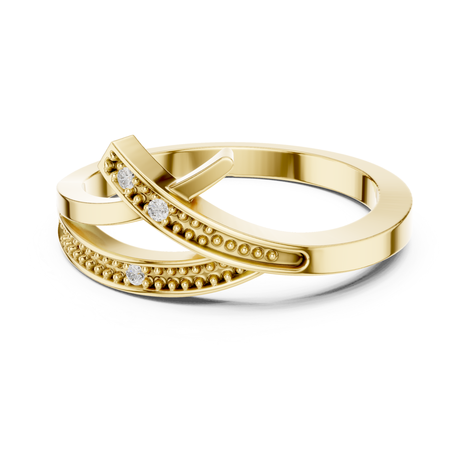  Gold Lustrous Sculpted Flow Ring Front View