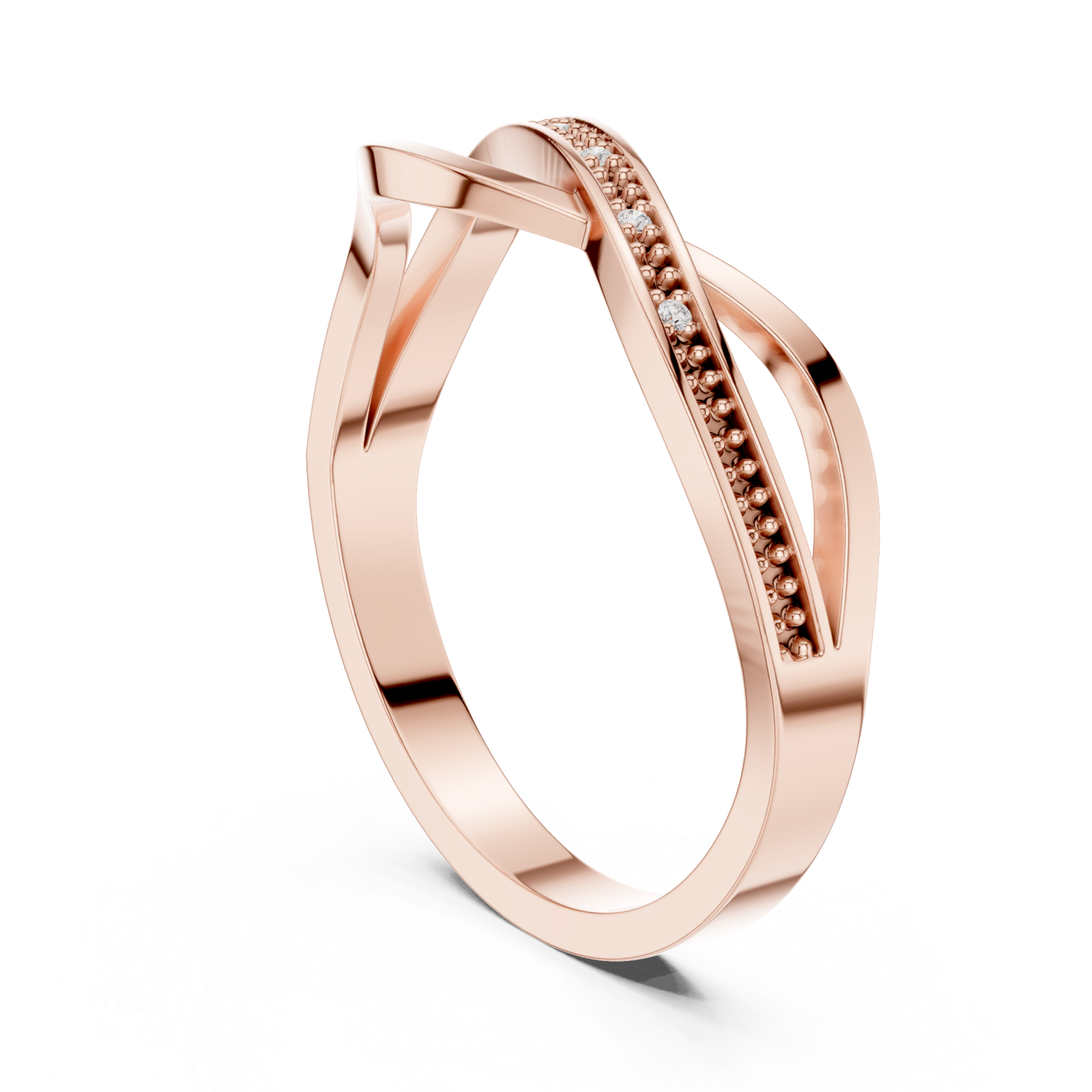  Rose Gold Radiant Harmony Interlace Statement Band Left View