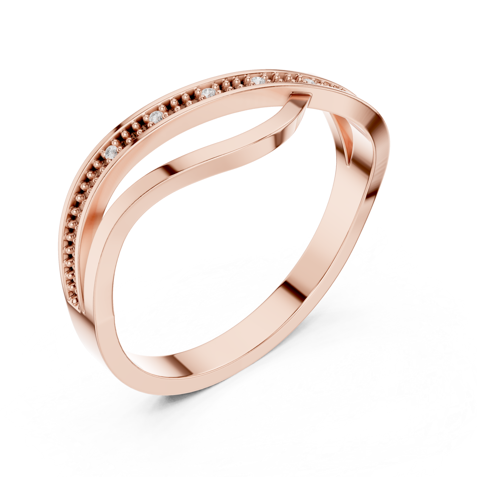 Rose Gold Radiant Harmony Interlace Statement Band Right View