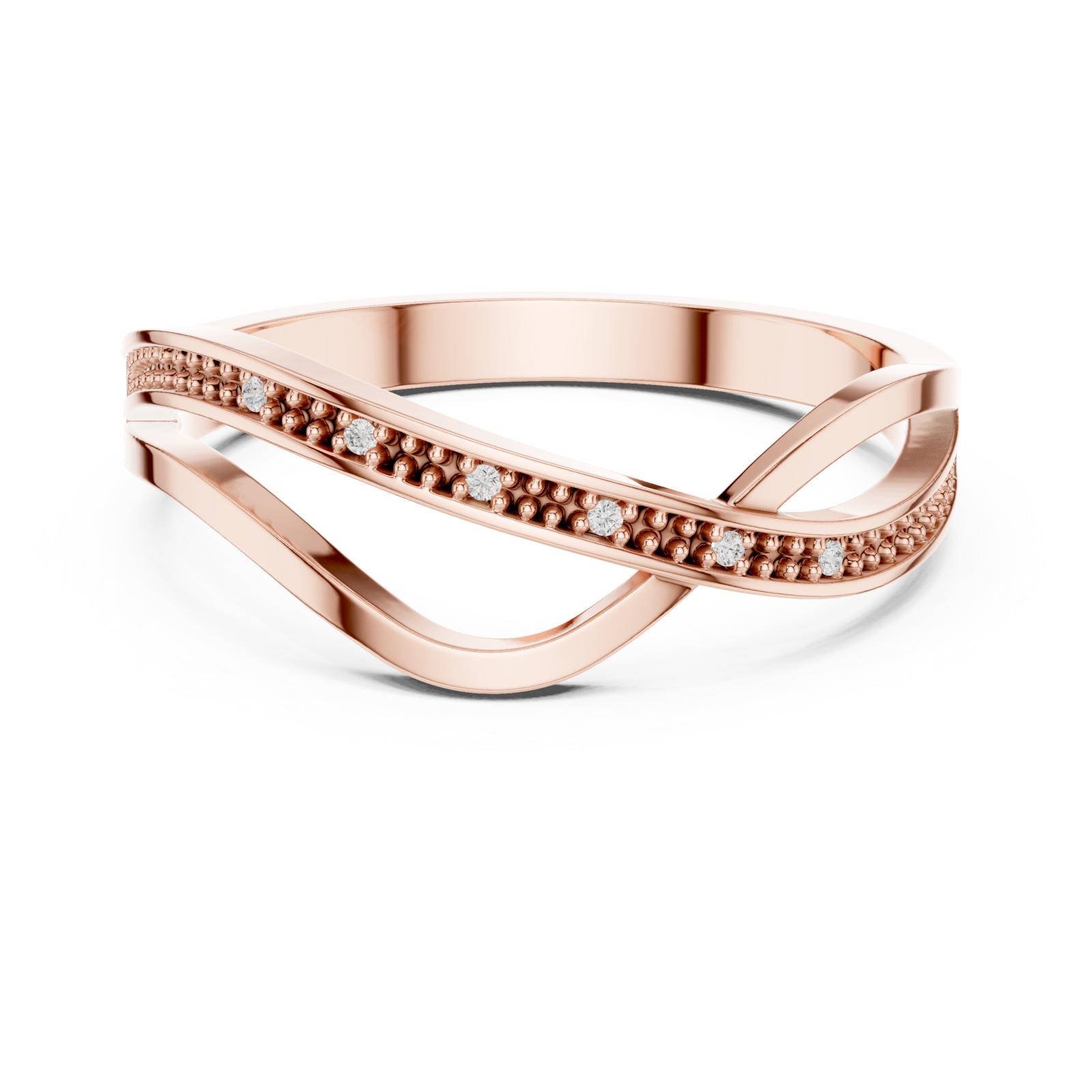  Rose Gold Radiant Harmony Interlace Statement Band Front View