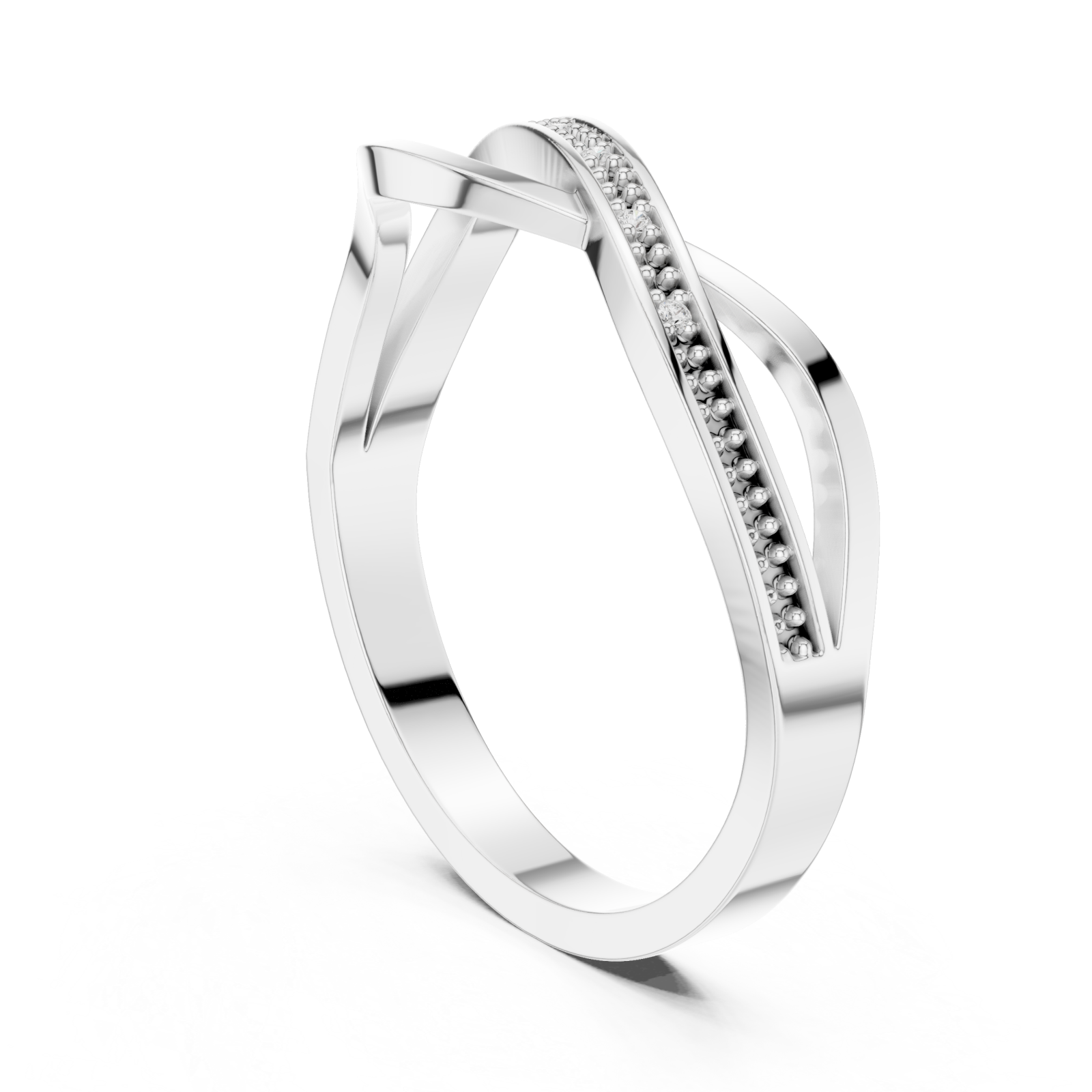  White Gold Radiant Harmony Interlace Statement Band Left View