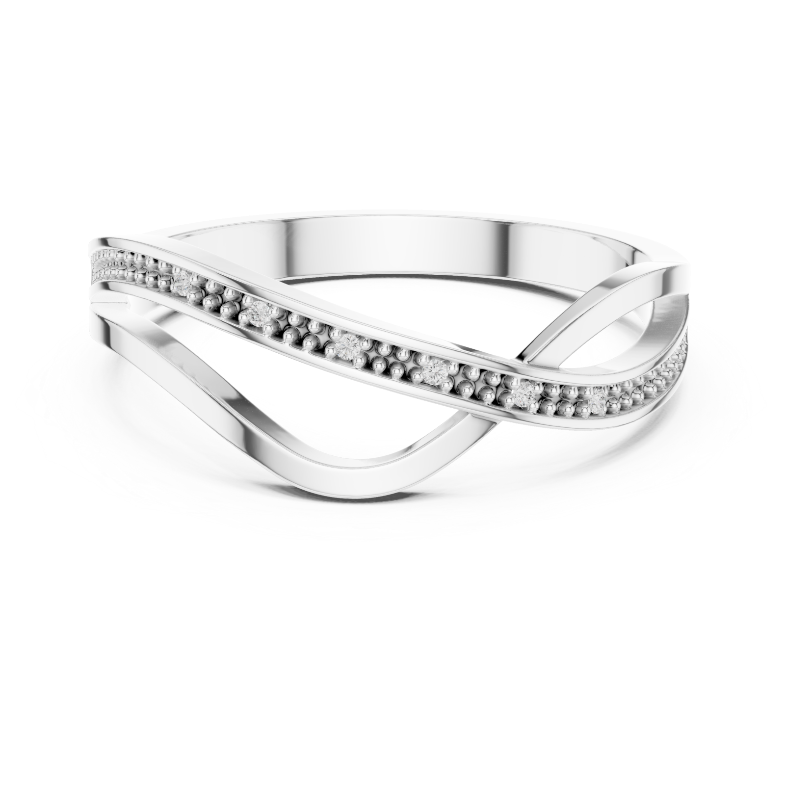  White Gold Radiant Harmony Interlace Statement Band Front View
