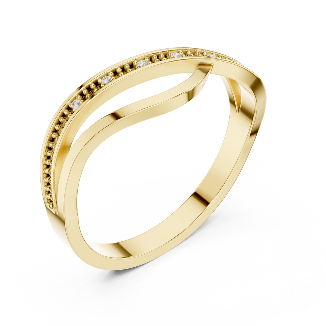 Gold Radiant Harmony Interlace Statement Band Right View