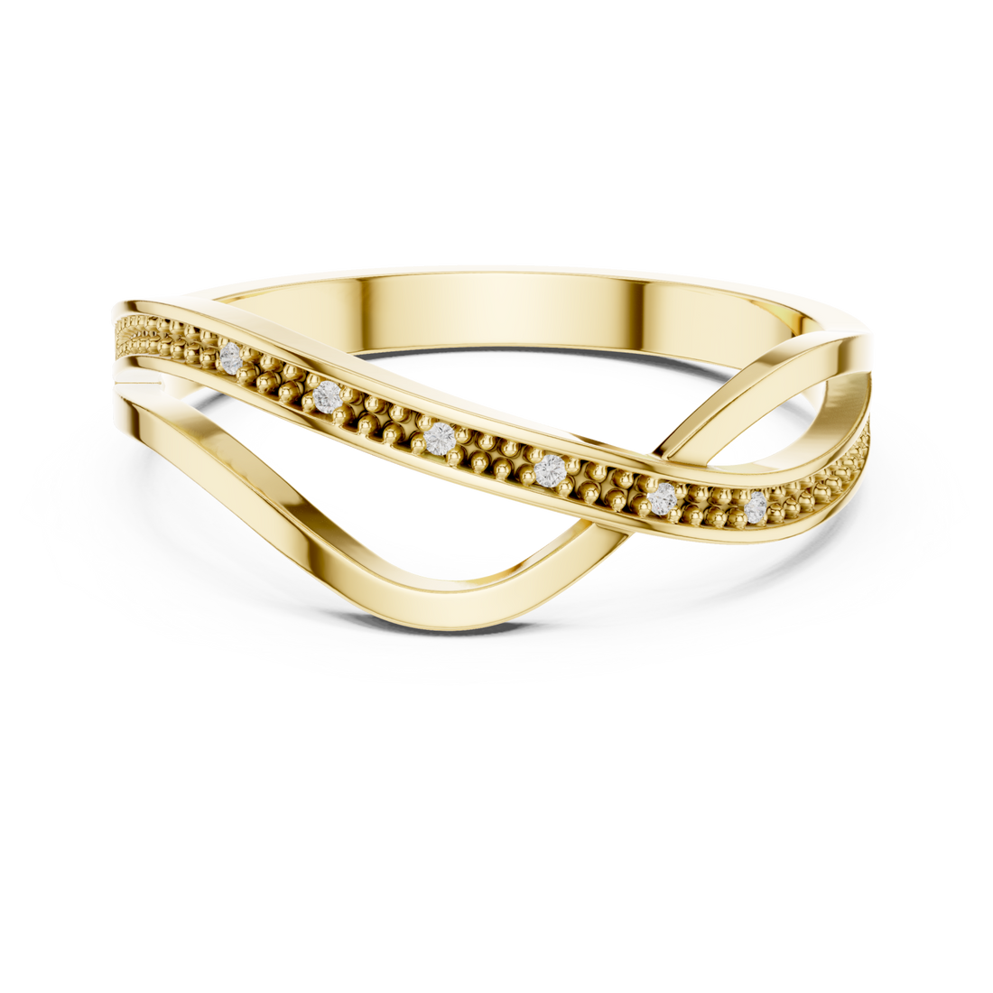 Gold Radiant Harmony Interlace Statement Band Right View