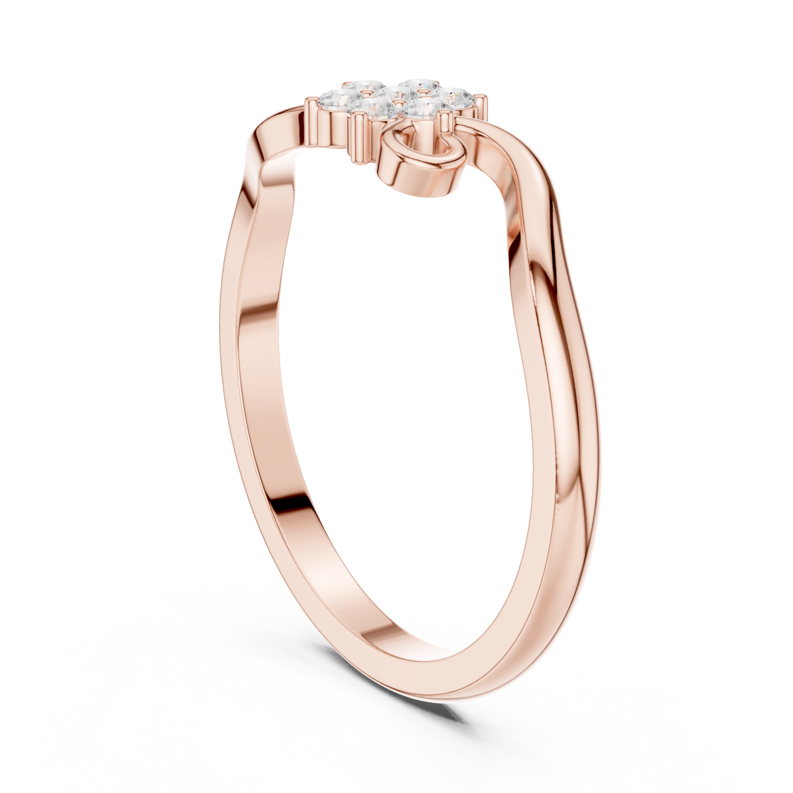  Rose Gold Dewdrop Morning Blossom Band Ring Left View