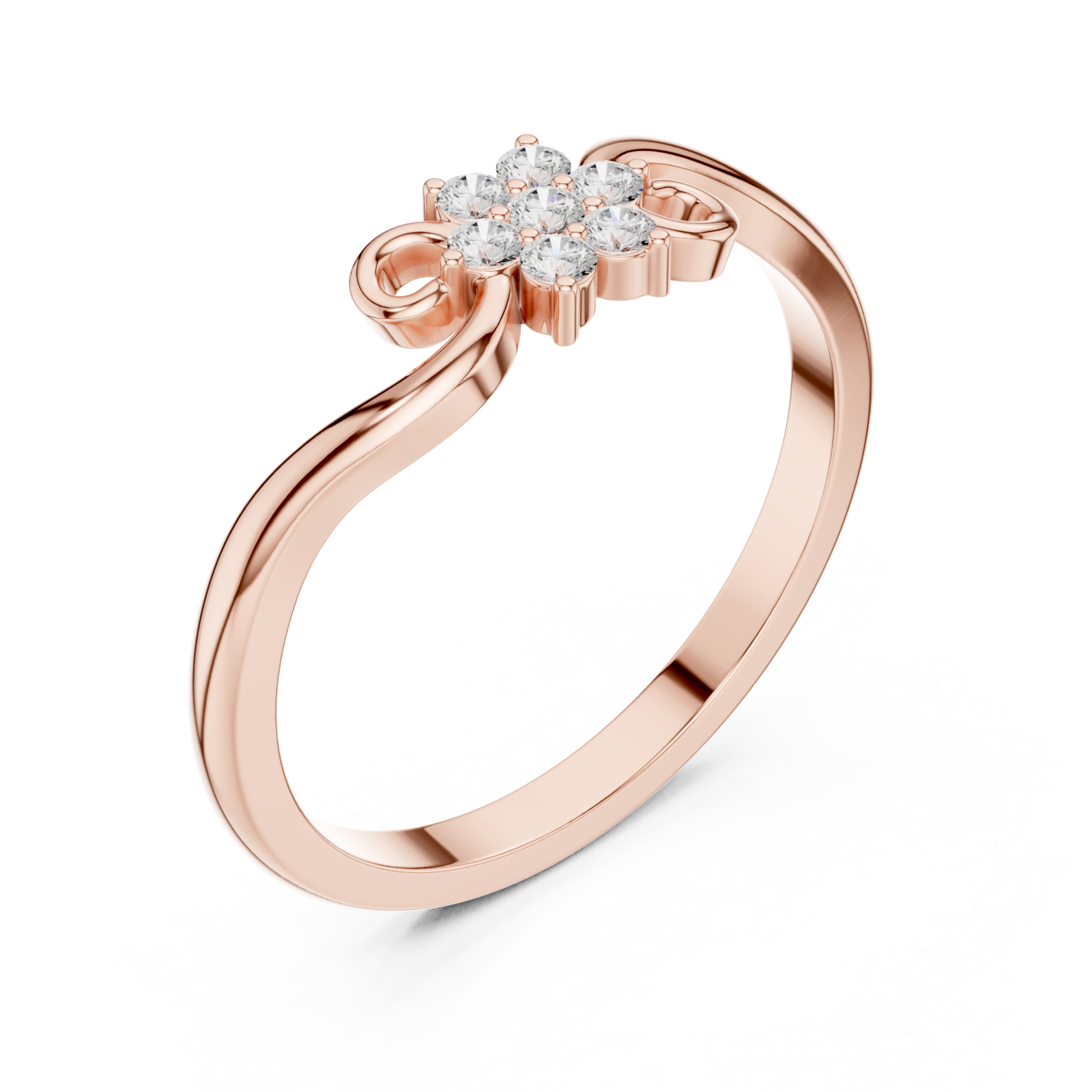  Rose Gold Dewdrop Morning Blossom Band Ring Right View