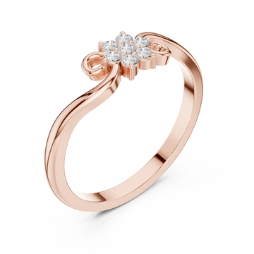  Rose Gold Dewdrop Morning Blossom Band Ring Right View
