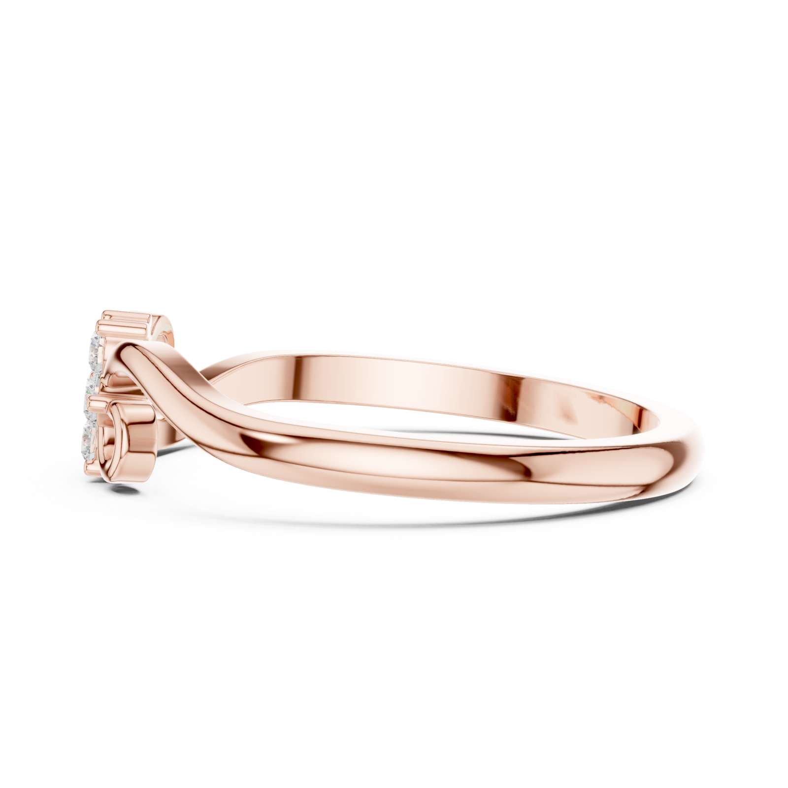  Rose Gold Dewdrop Morning Blossom Band Ring Side View
