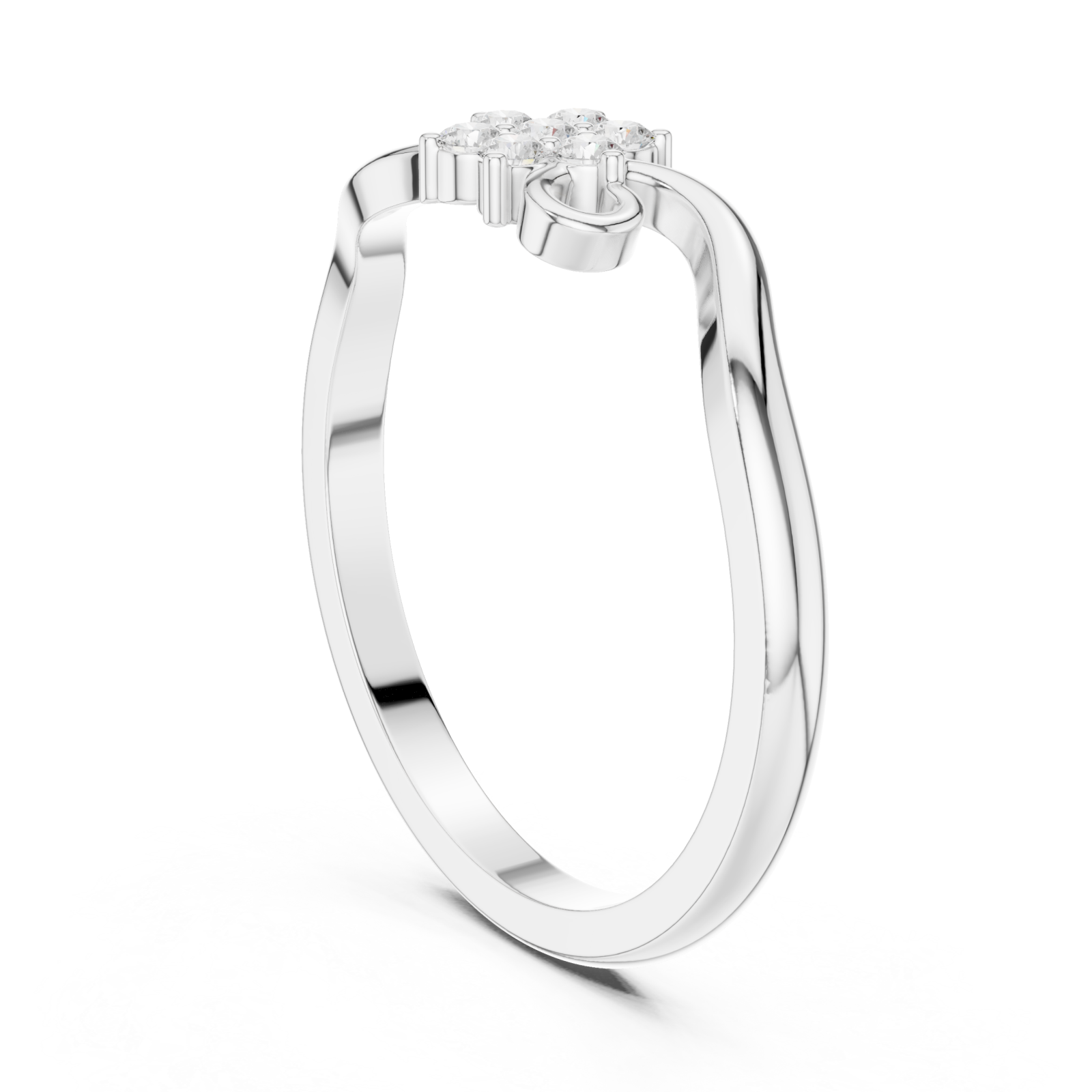  White Gold Dewdrop Morning Blossom Band Ring Left View