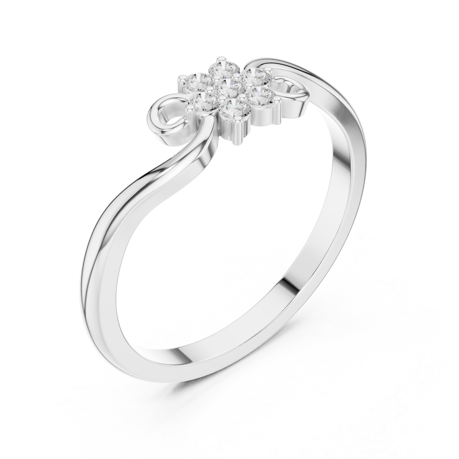  White Gold Dewdrop Morning Blossom Band Ring Right View