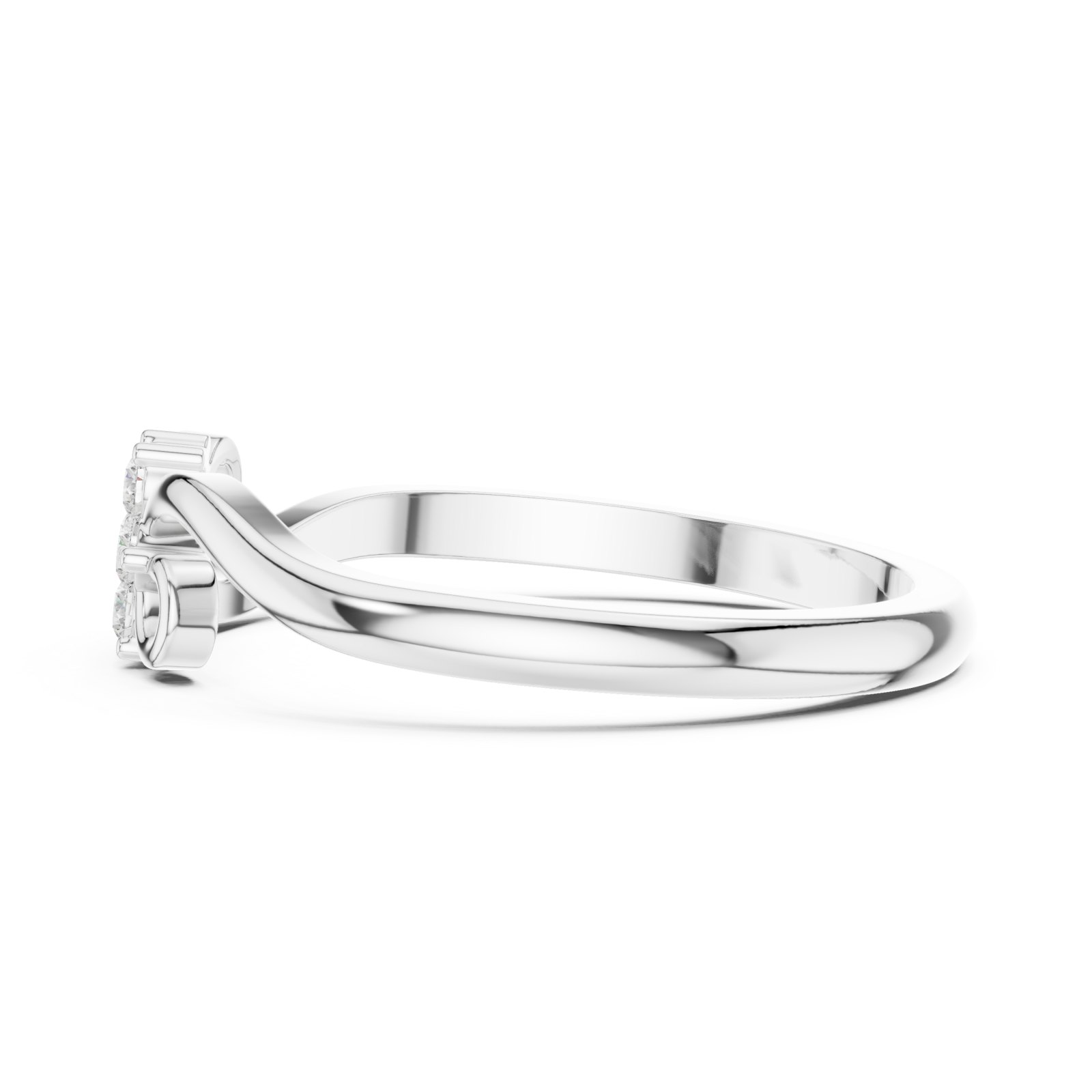  White Gold Dewdrop Morning Blossom Band Ring Side View