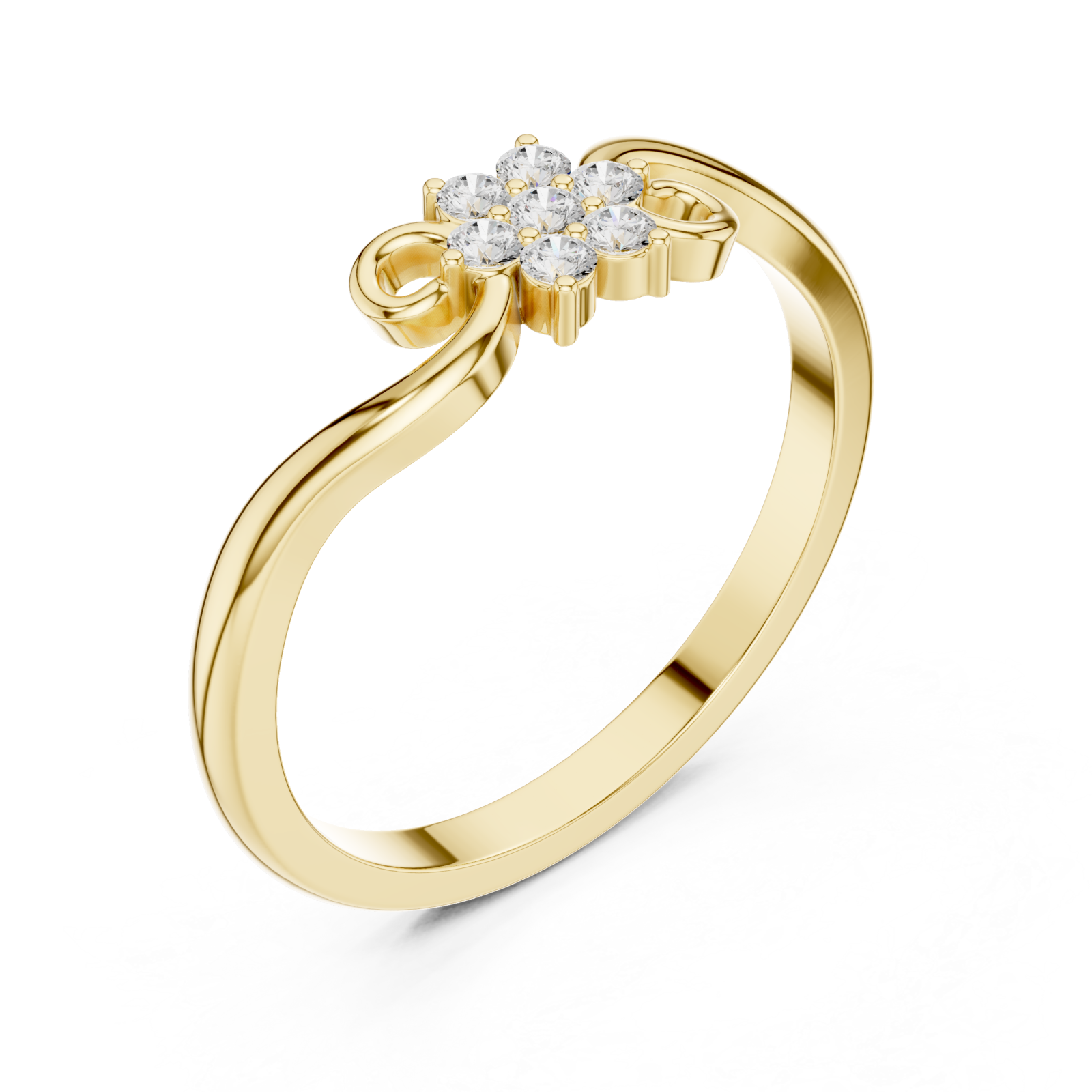 Gold Dewdrop Morning Blossom Band Ring Right View