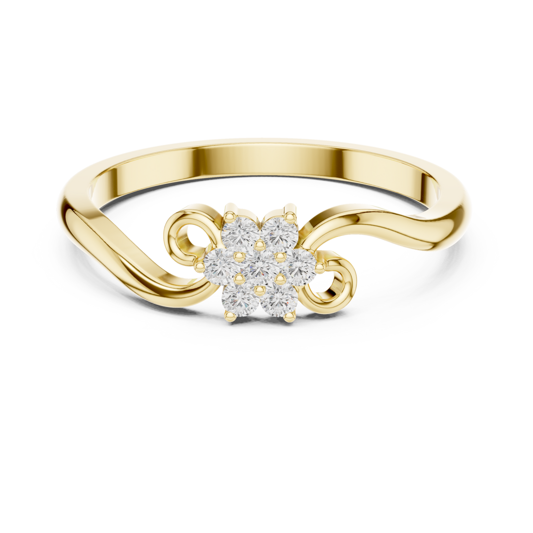 Gold Dewdrop Morning Blossom Band Ring Right View