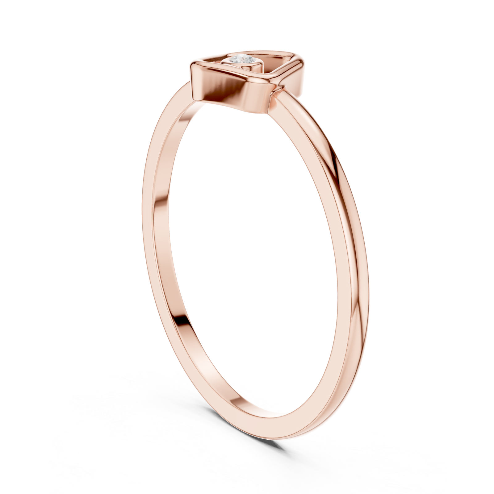  Rose Gold Openwork Essence Solitaire Petite Ring Left View