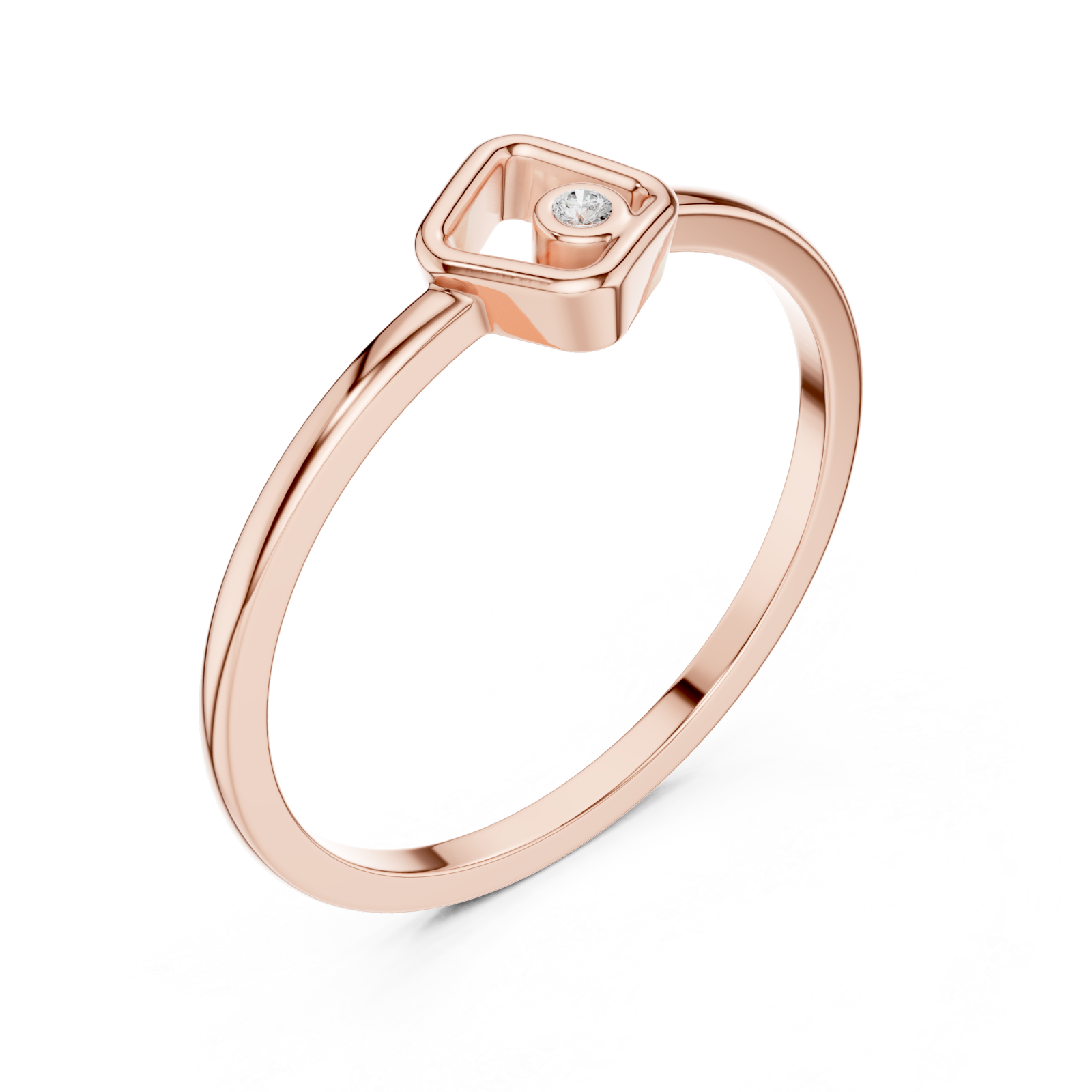  Rose Gold Openwork Essence Solitaire Petite Ring Right View