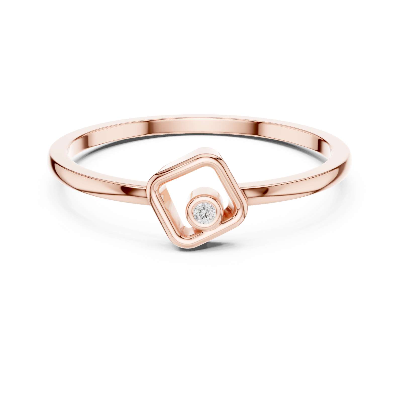  Rose Gold Openwork Essence Solitaire Petite Ring Front View