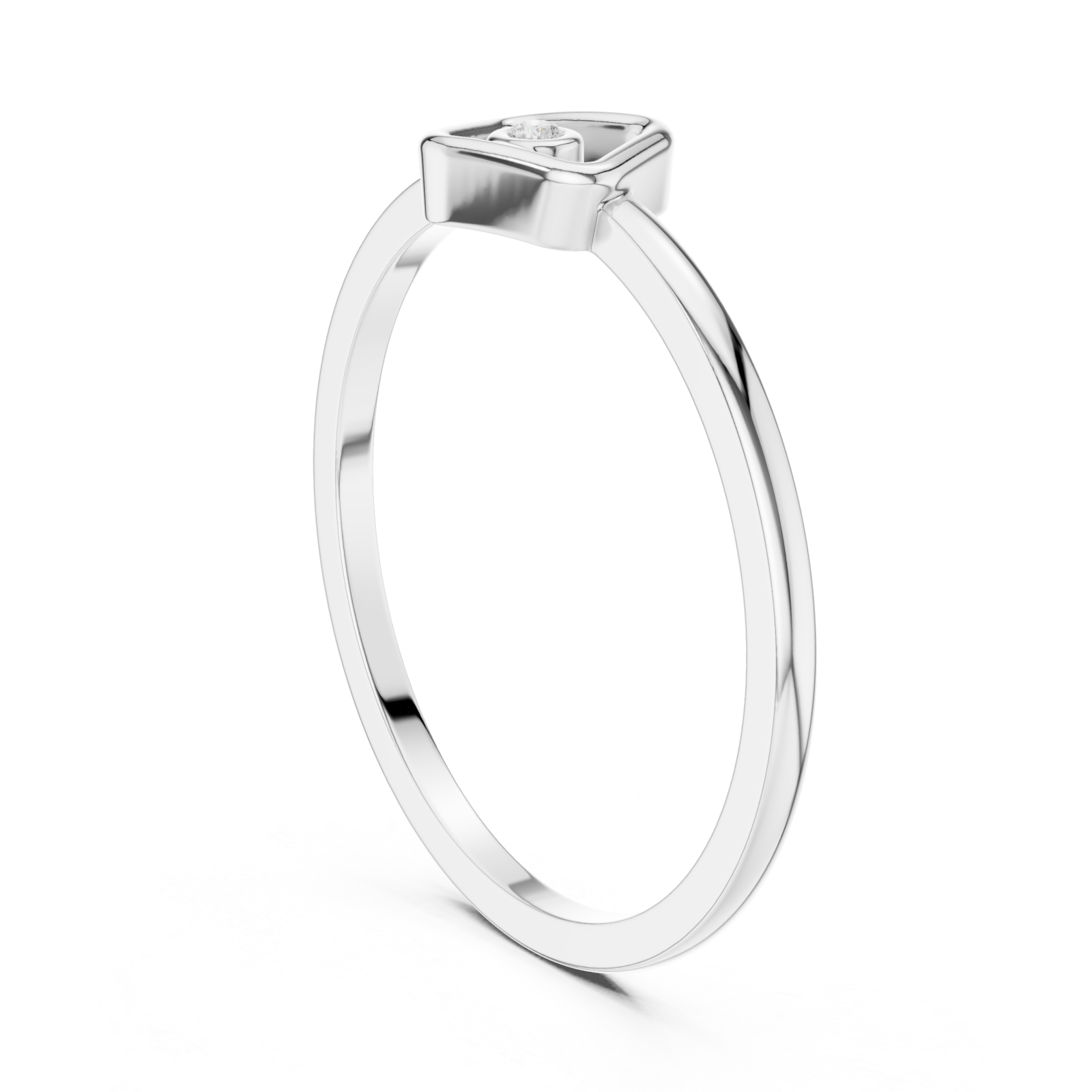  White Gold Openwork Essence Solitaire Petite Ring Left View