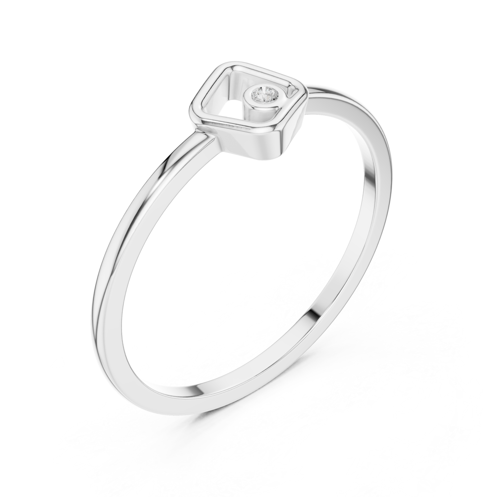  White Gold Openwork Essence Solitaire Petite Ring Right View