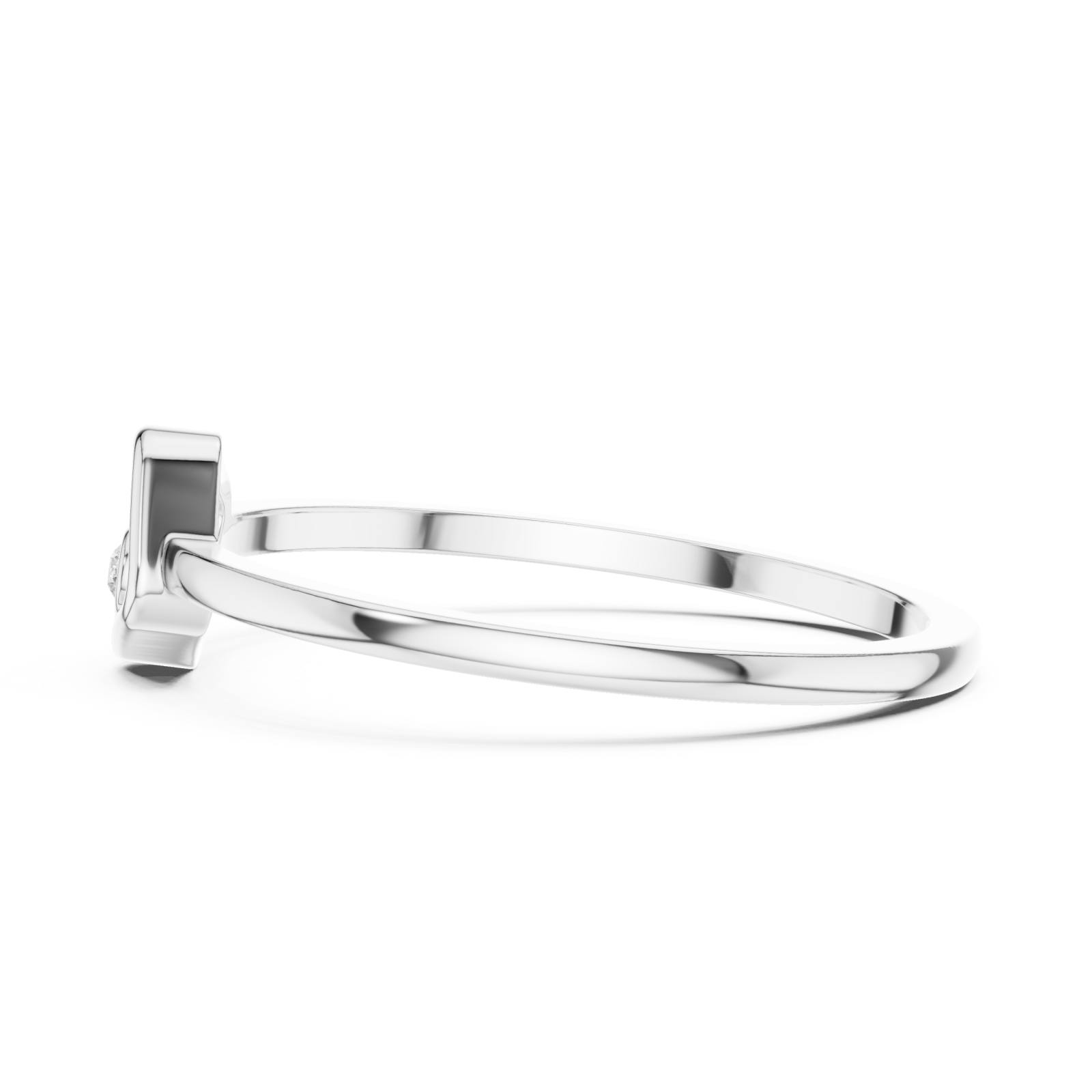  White Gold Openwork Essence Solitaire Petite Ring Side View