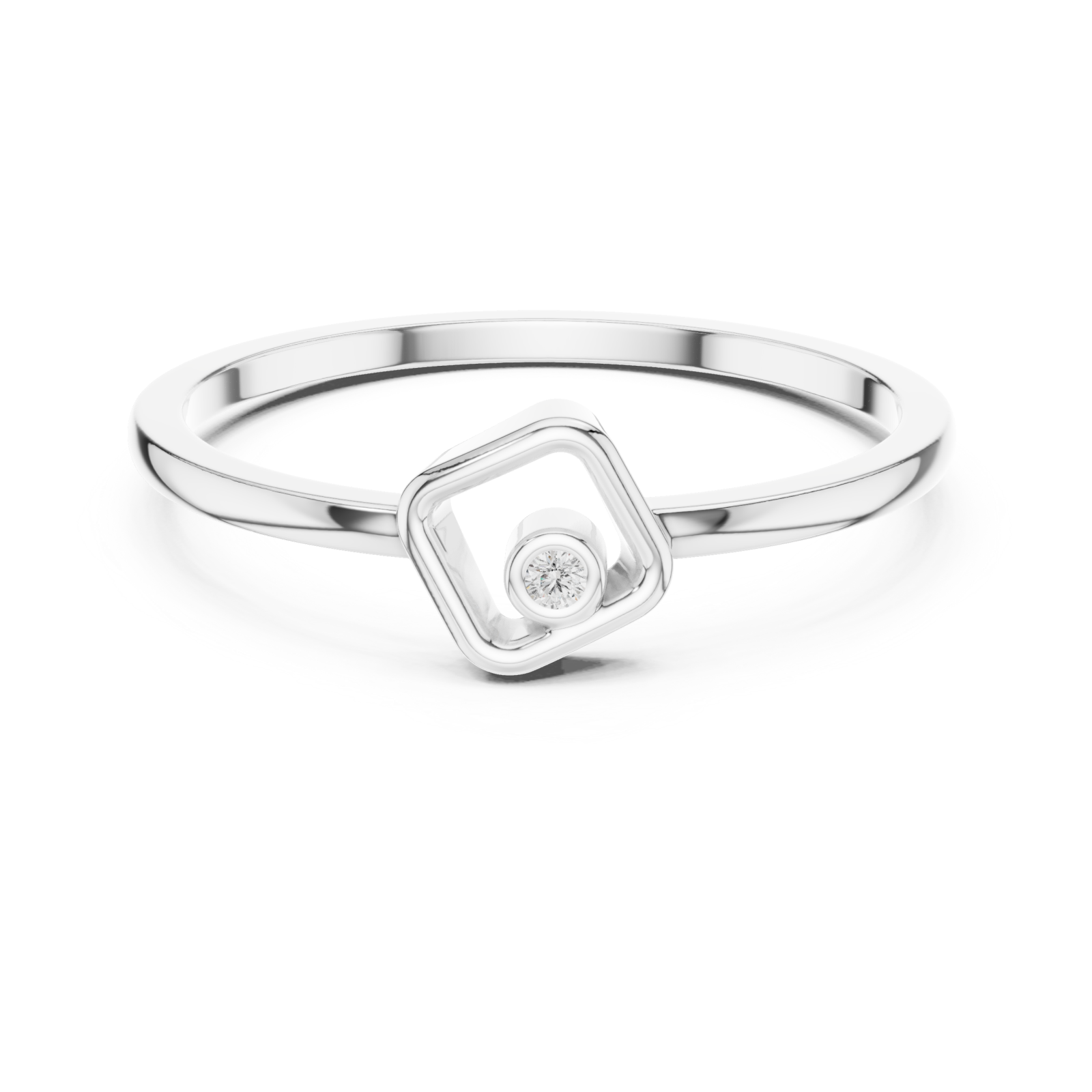 White Gold Openwork Essence Solitaire Petite Ring Front View