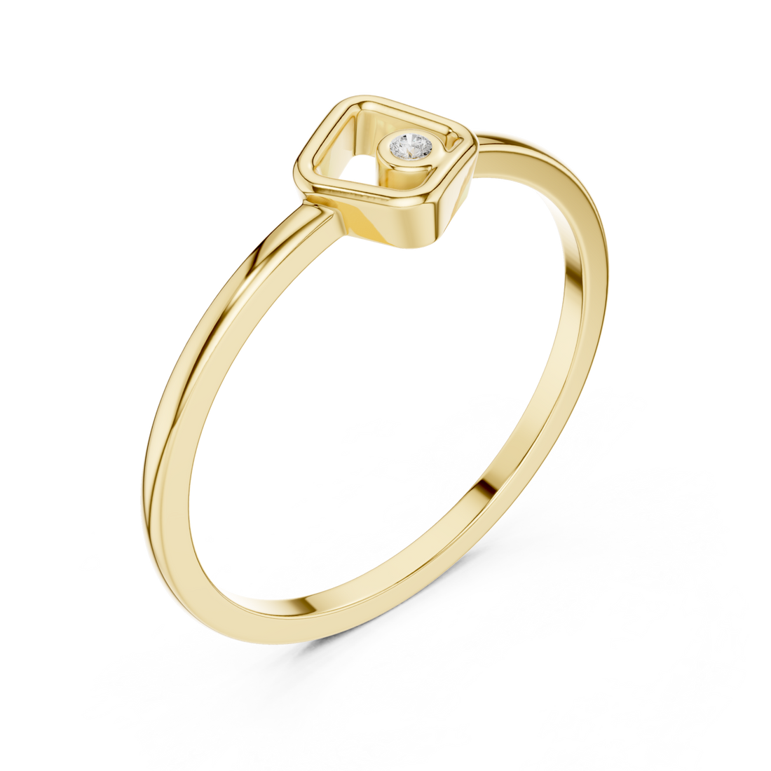 Gold Openwork Essence Solitaire Petite Ring Right View