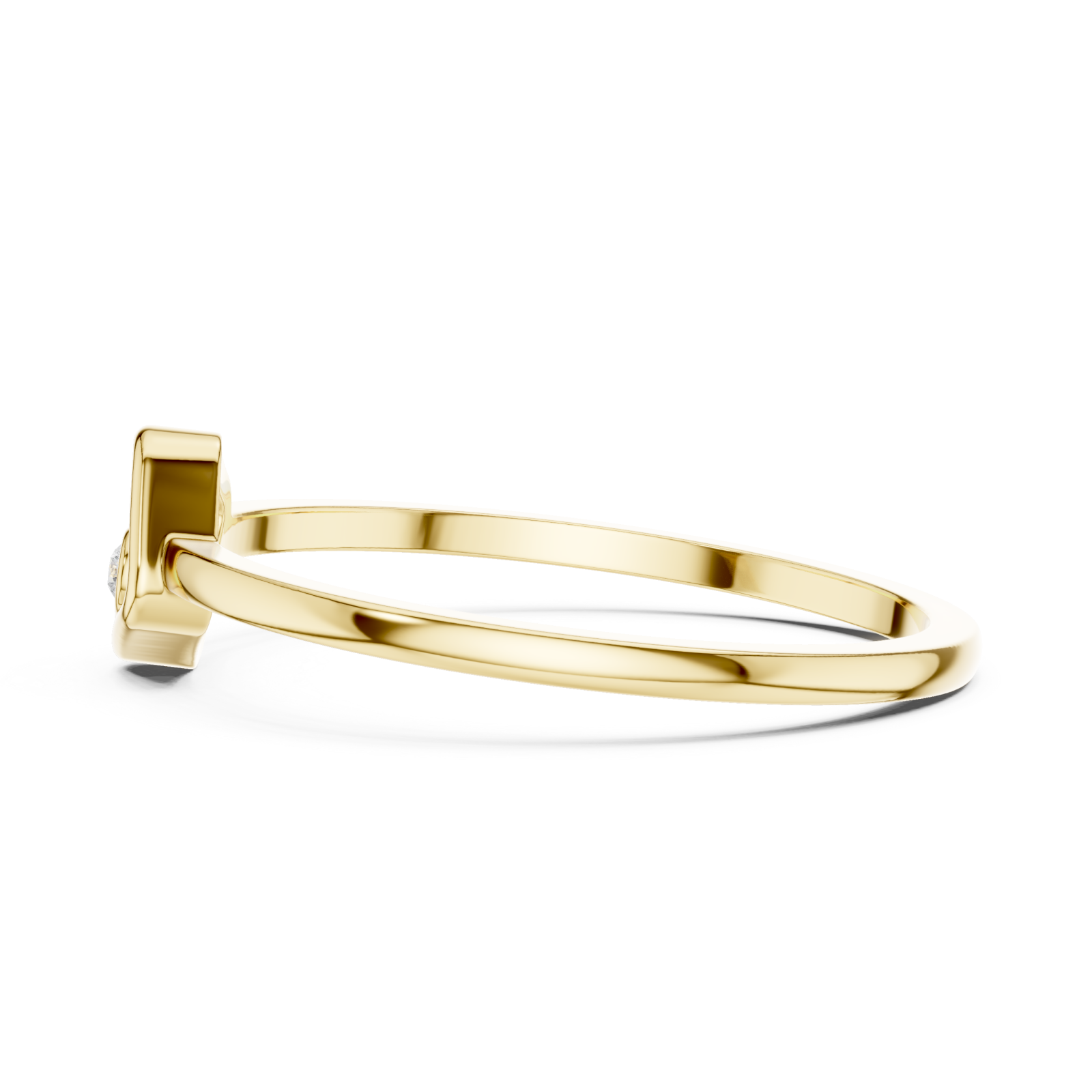  Gold Openwork Essence Solitaire Petite Ring Side View