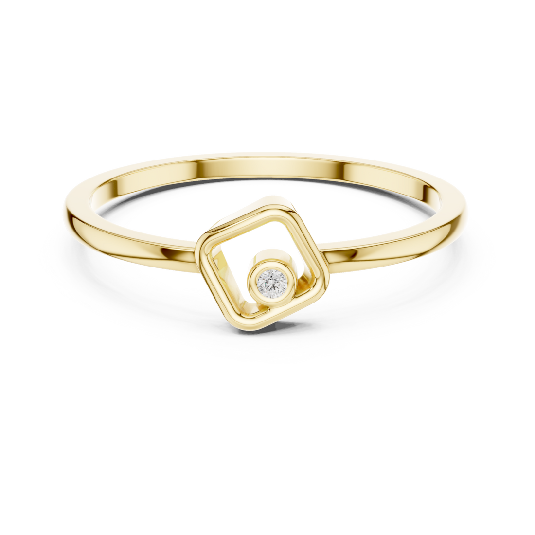 Gold Openwork Essence Solitaire Petite Ring Right View