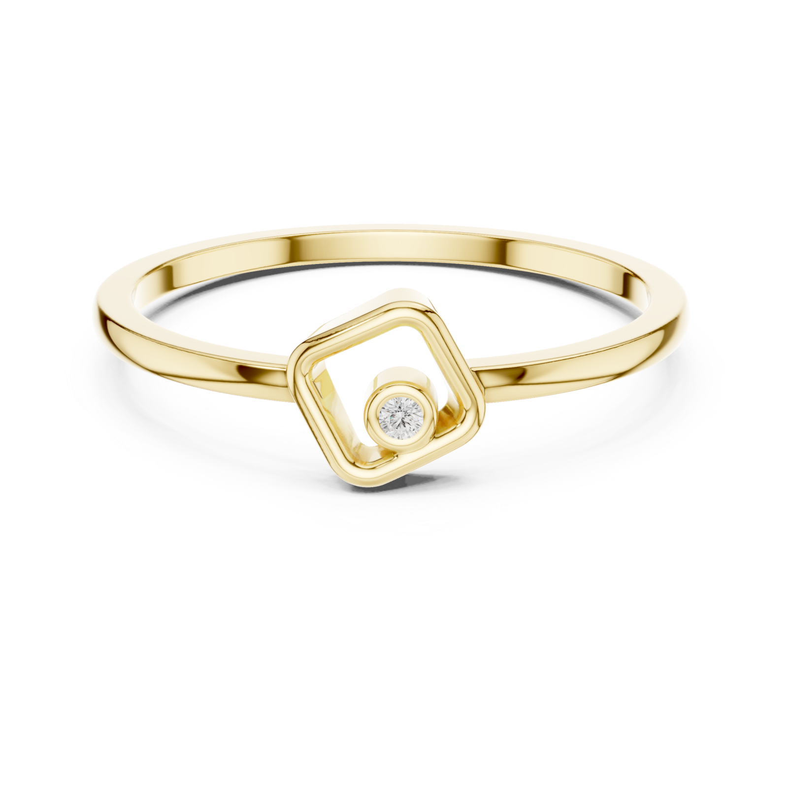  Gold Openwork Essence Solitaire Petite Ring Front View